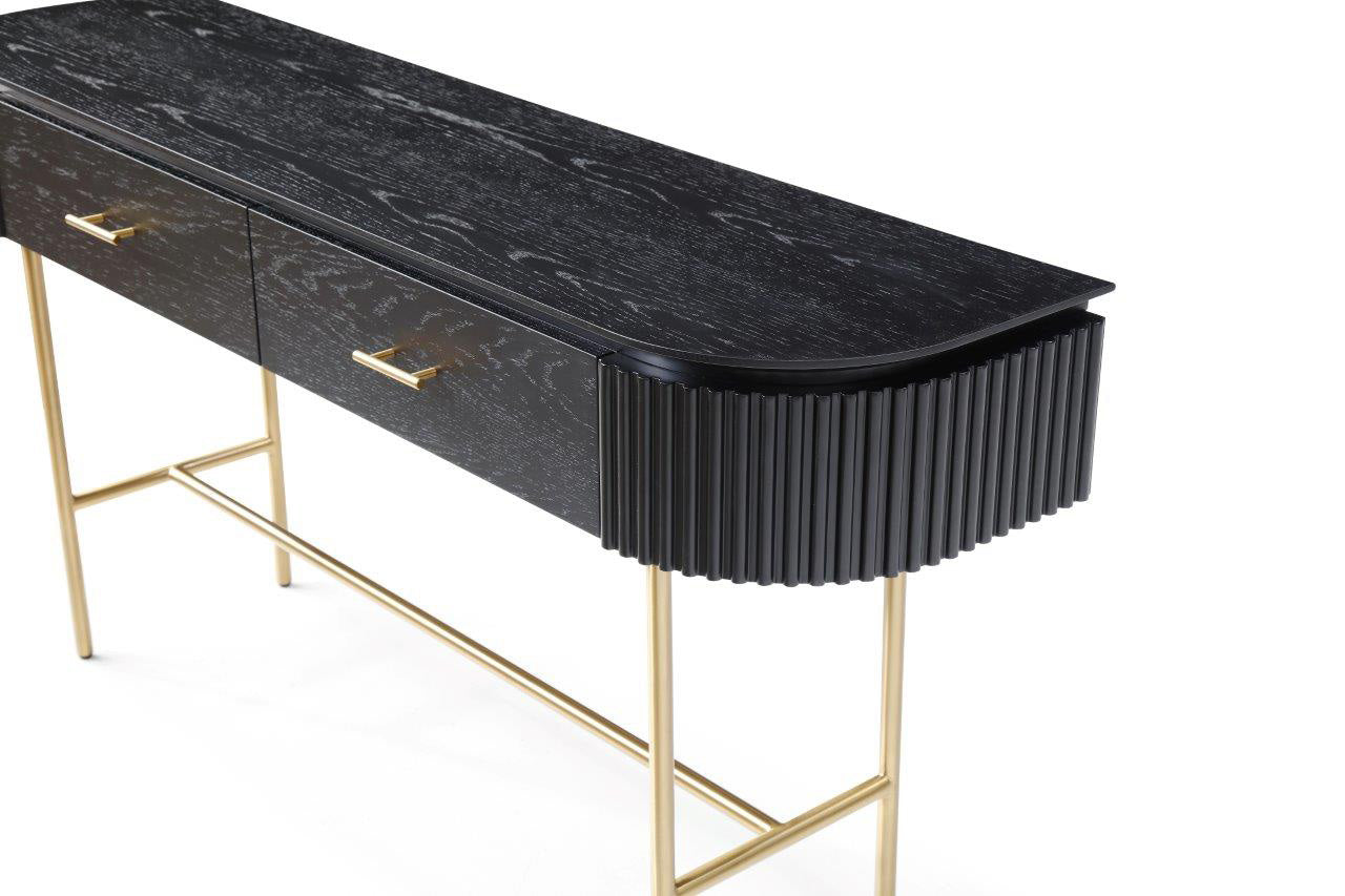 Image of Lantine Console Table - Black Oak & Brass