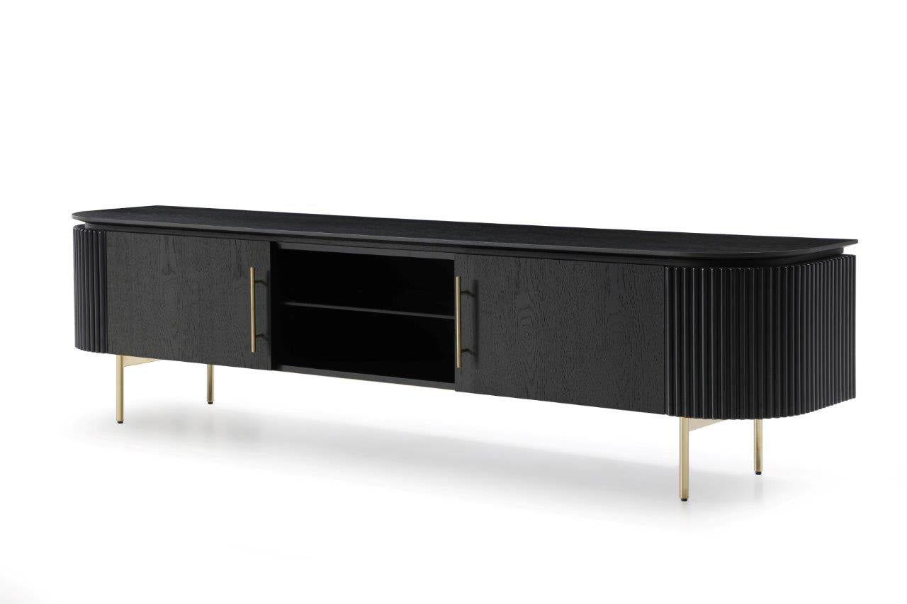 Image of Lantine TV Unit - Black Oak & Brass