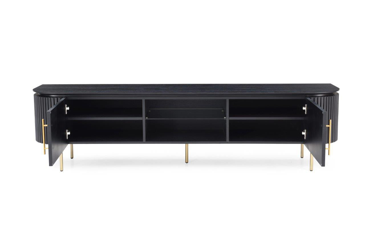 Image of Lantine TV Unit - Black Oak & Brass