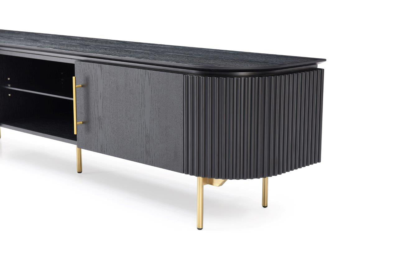 Image of Lantine TV Unit - Black Oak & Brass
