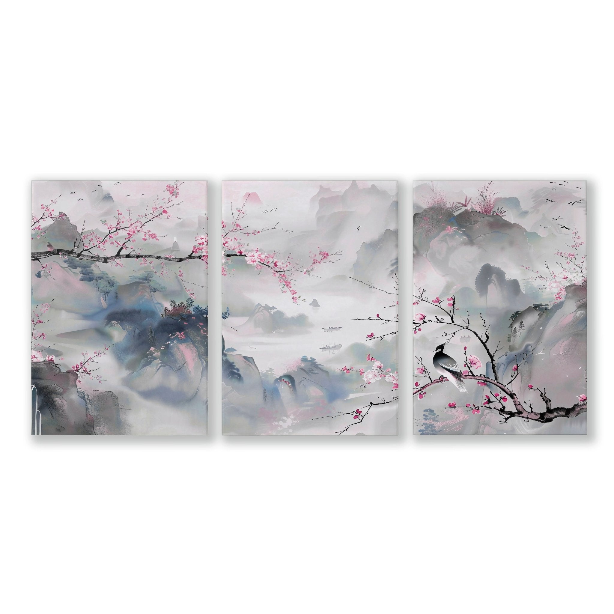 Image of Large Print For Wall | Set of 3 Chinoiserie Wall art Prints