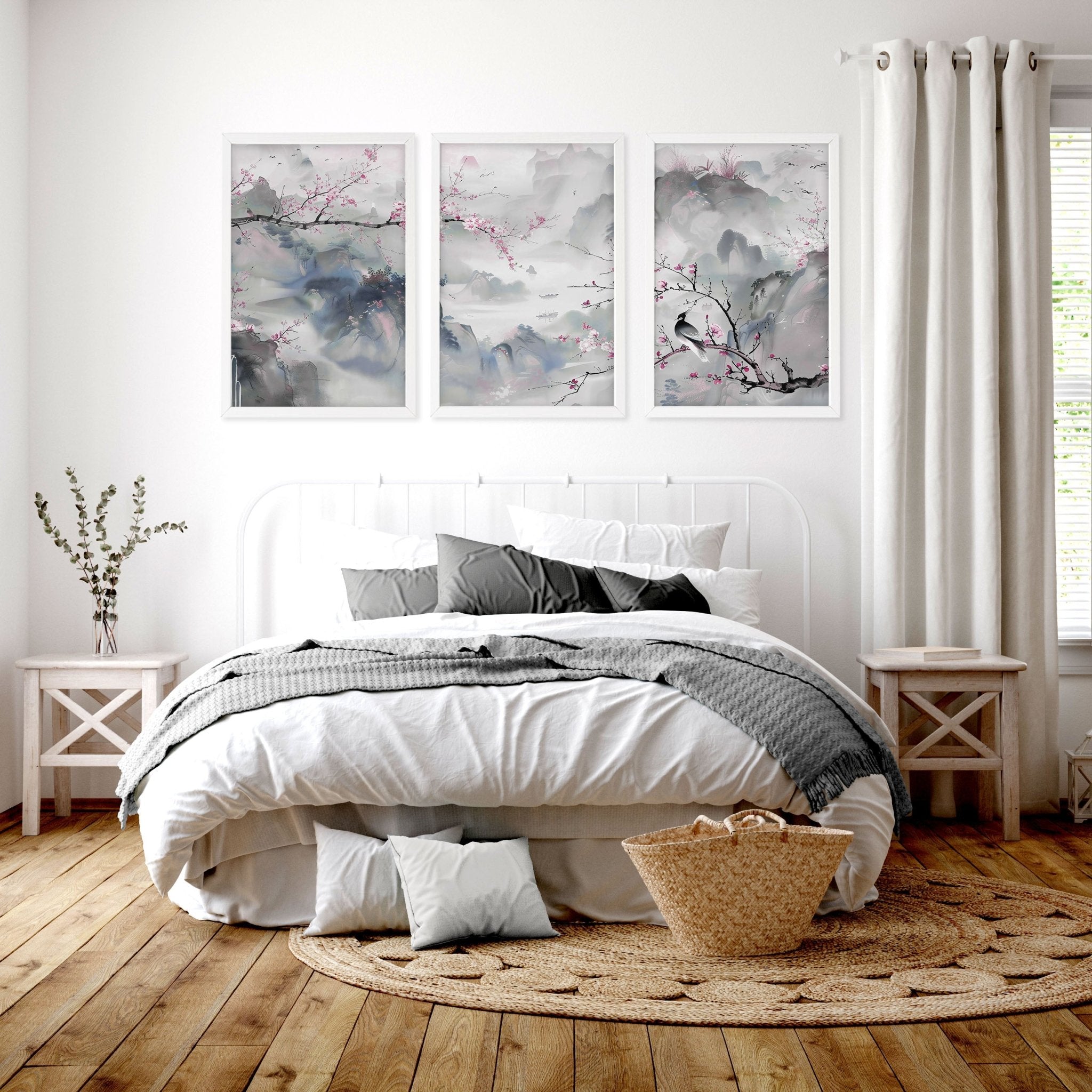Image of Large Print For Wall | Set of 3 Chinoiserie Wall art Prints