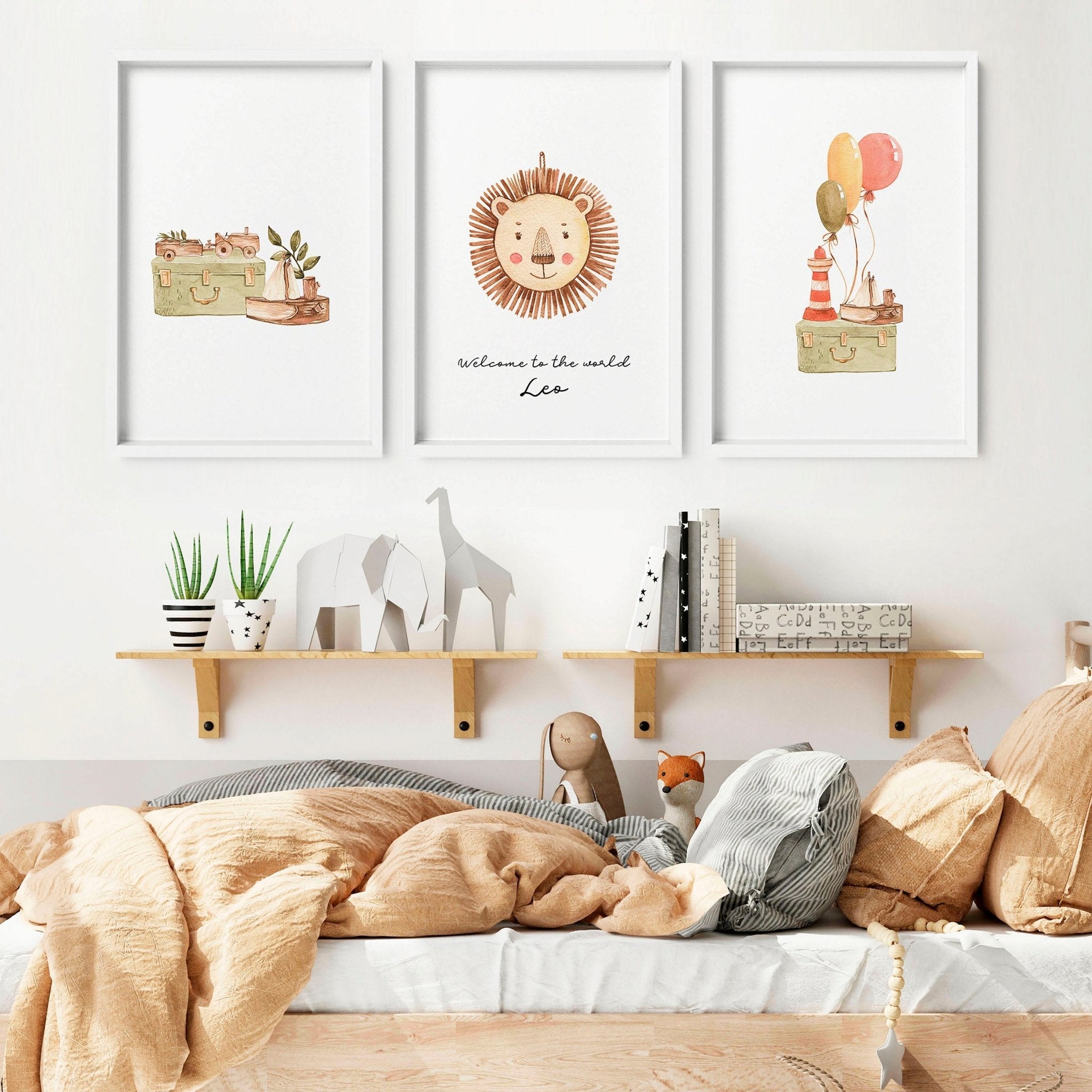 Image of Animal wall art for Nursery | set of 3 wall art prints