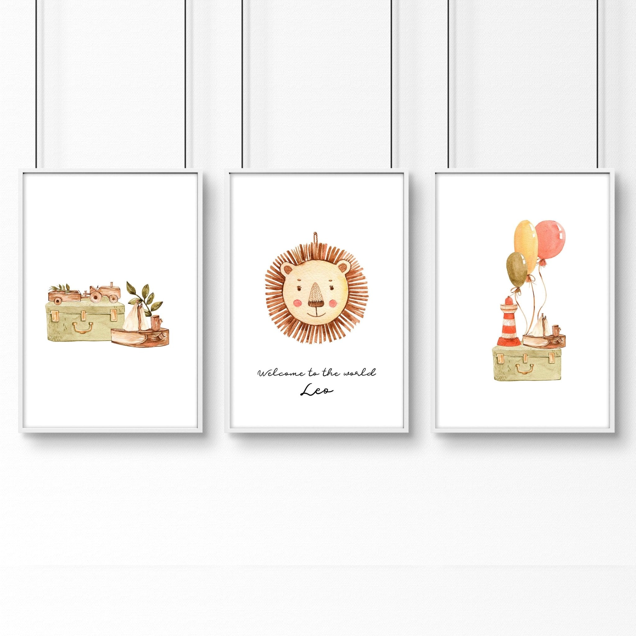 Image of Animal wall art for Nursery | set of 3 wall art prints