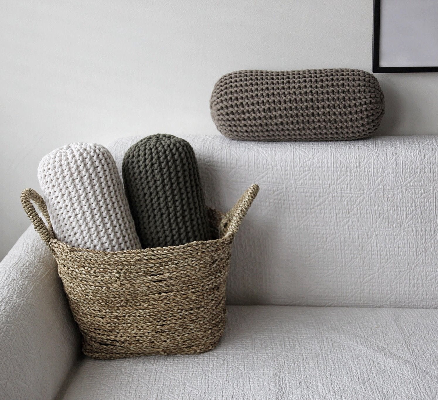 Image of Knitted bolster cushion | MOCHA