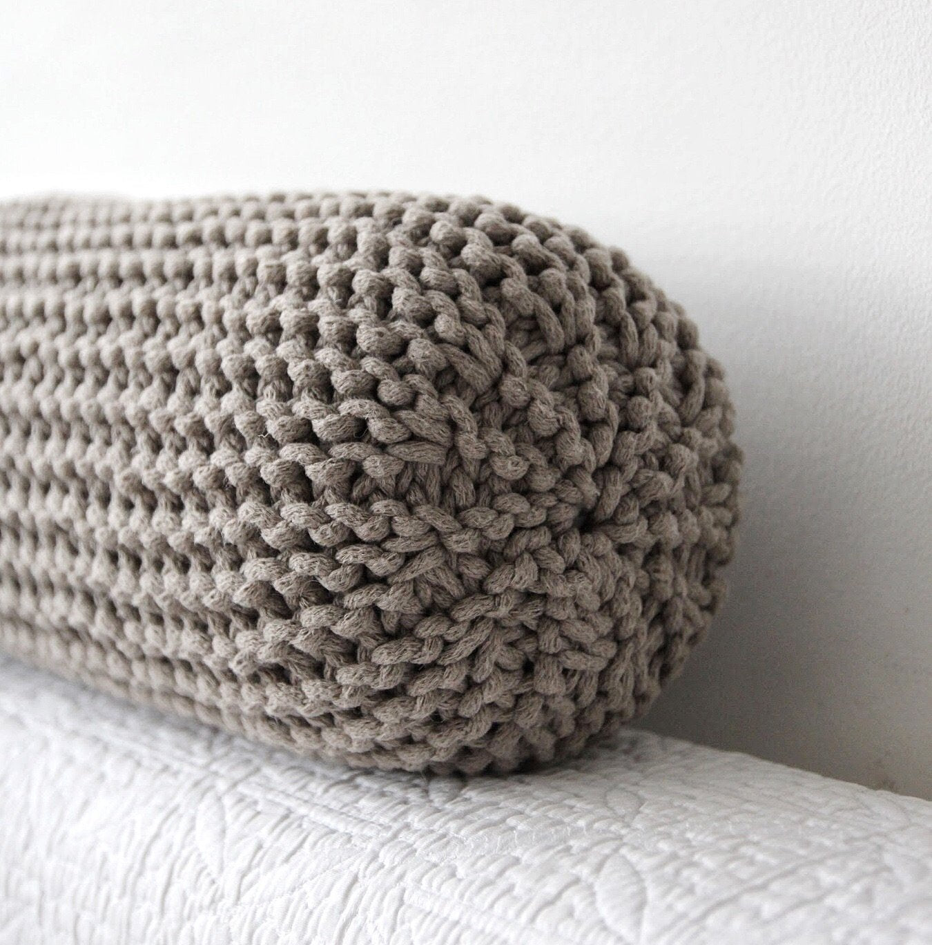 Image of Knitted bolster cushion | MOCHA