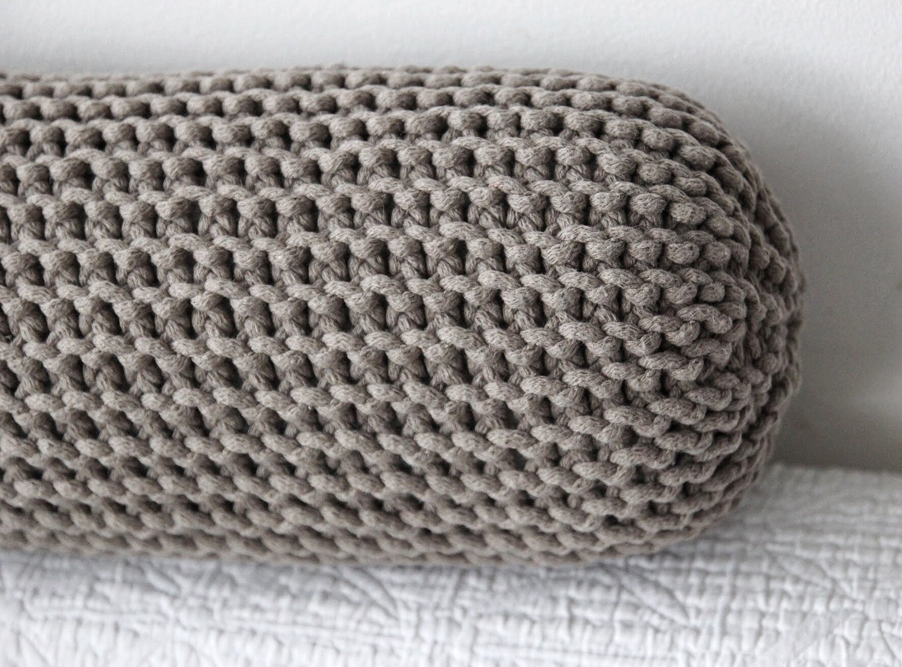 Image of Knitted bolster cushion | MOCHA