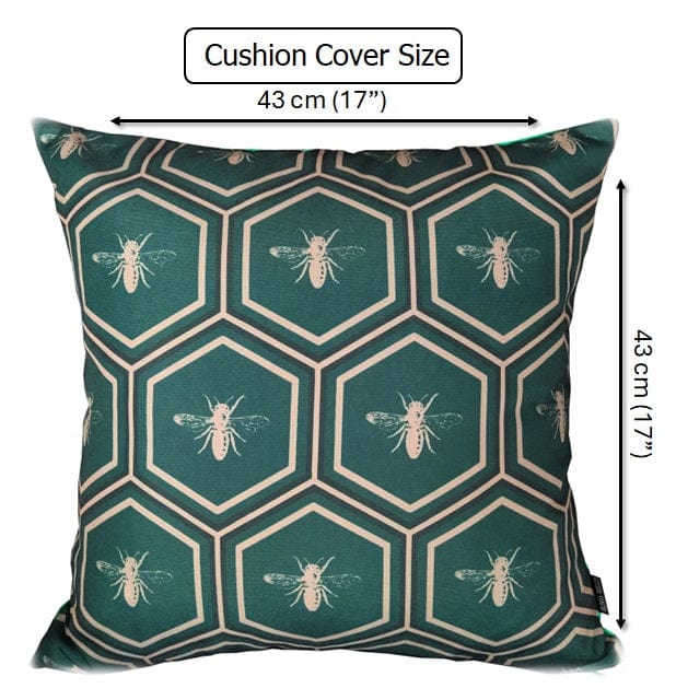 Image of OLIVIA ROCCO Emerald Bees Waterproof Cushion Covers 43 x 43 cm Reversible Breathable