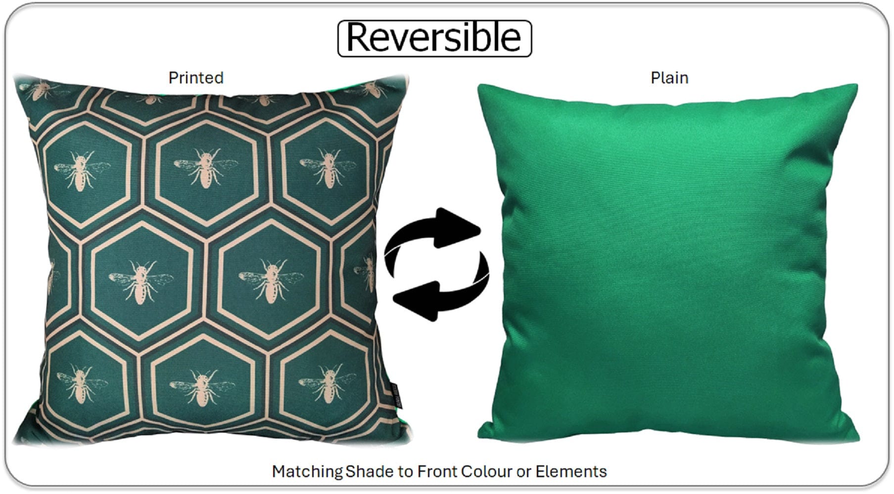 Image of OLIVIA ROCCO Emerald Bees Waterproof Cushion Covers 43 x 43 cm Reversible Breathable