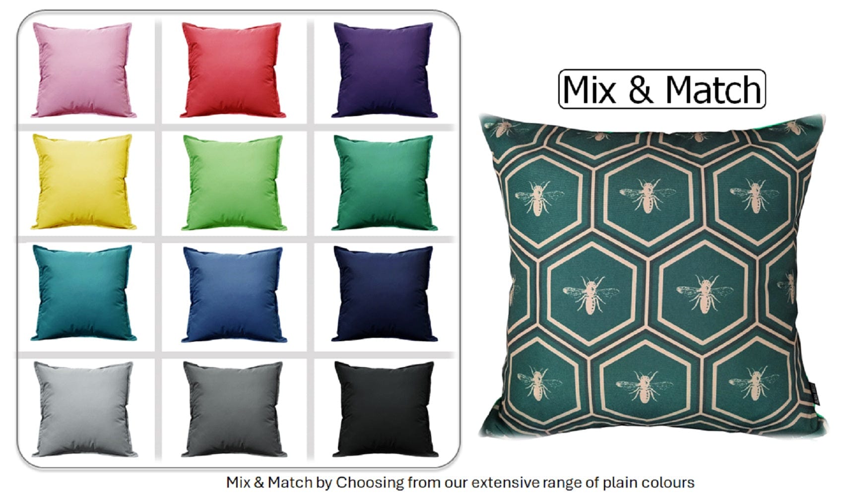 Image of OLIVIA ROCCO Emerald Bees Waterproof Cushion Covers 43 x 43 cm Reversible Breathable