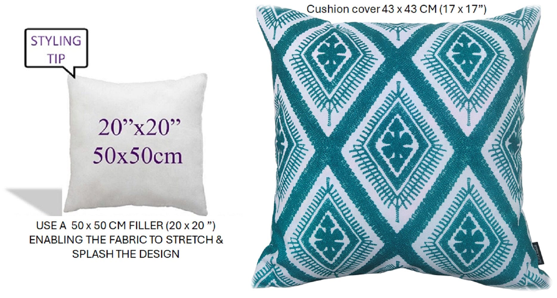Image of OLIVIA ROCCO Meze Teal Waterproof Cushion Covers 43 x 43 cm Reversible Breathable Indoor