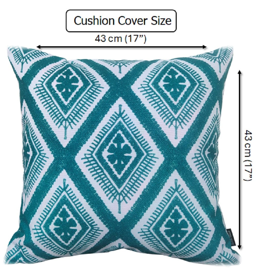 Image of OLIVIA ROCCO Meze Teal Waterproof Cushion Covers 43 x 43 cm Reversible Breathable Indoor