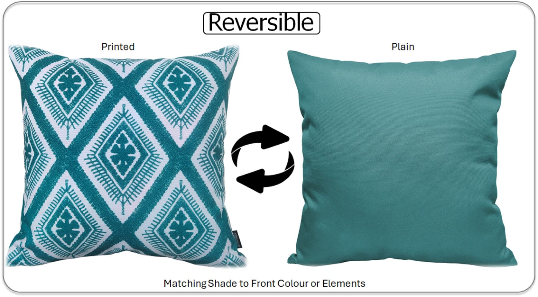 Image of OLIVIA ROCCO Meze Teal Waterproof Cushion Covers 43 x 43 cm Reversible Breathable Indoor