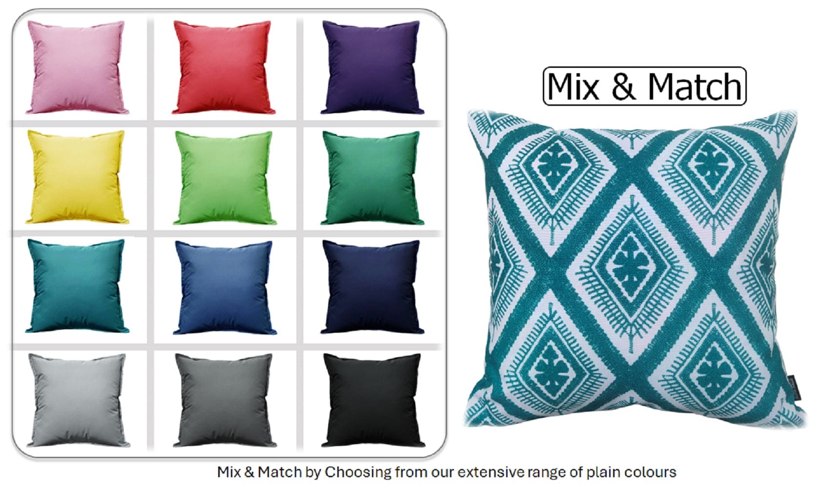 Image of OLIVIA ROCCO Meze Teal Waterproof Cushion Covers 43 x 43 cm Reversible Breathable Indoor