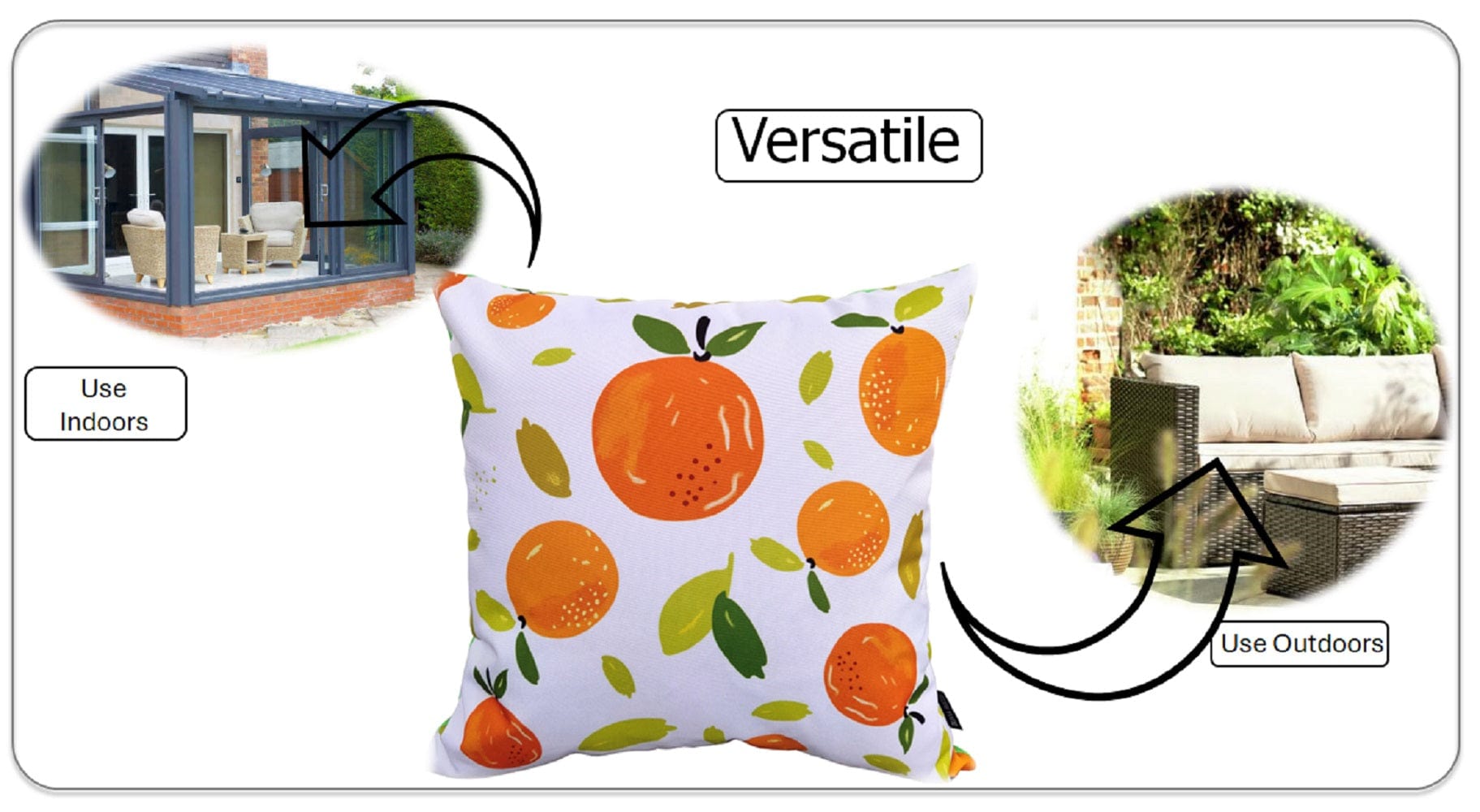 Image of OLIVIA ROCCO Summer Fruits Waterproof Cushion Covers 43 x 43 cm Reversible Indoor Outdoor