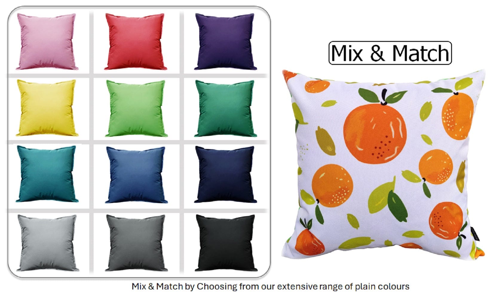 Image of OLIVIA ROCCO Summer Fruits Waterproof Cushion Covers 43 x 43 cm Reversible Indoor Outdoor