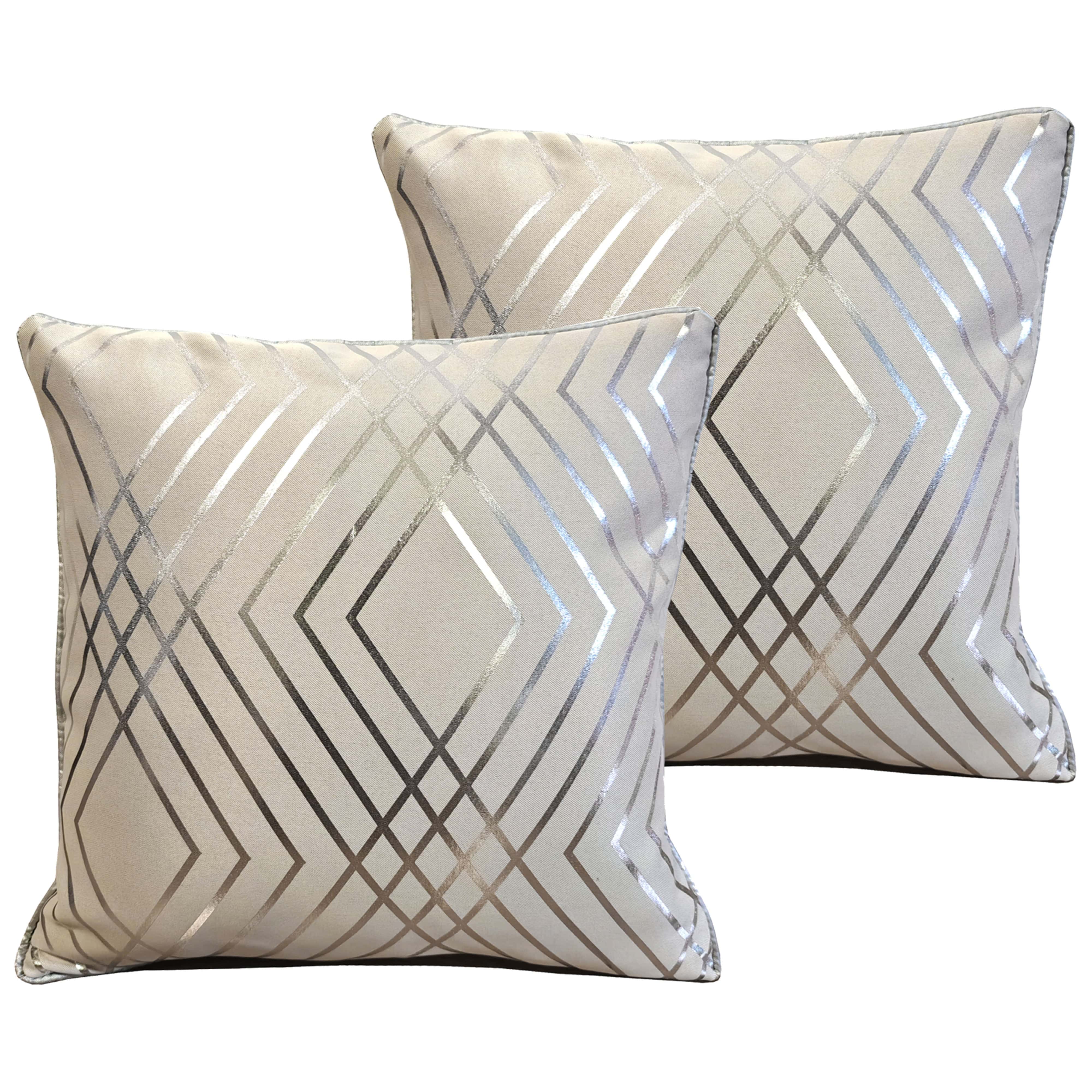 Image of OLIVIA ROCCO Geo Sparkle Cushion Covers 2 Pack Natural For Sofa Bed Chair Lounge