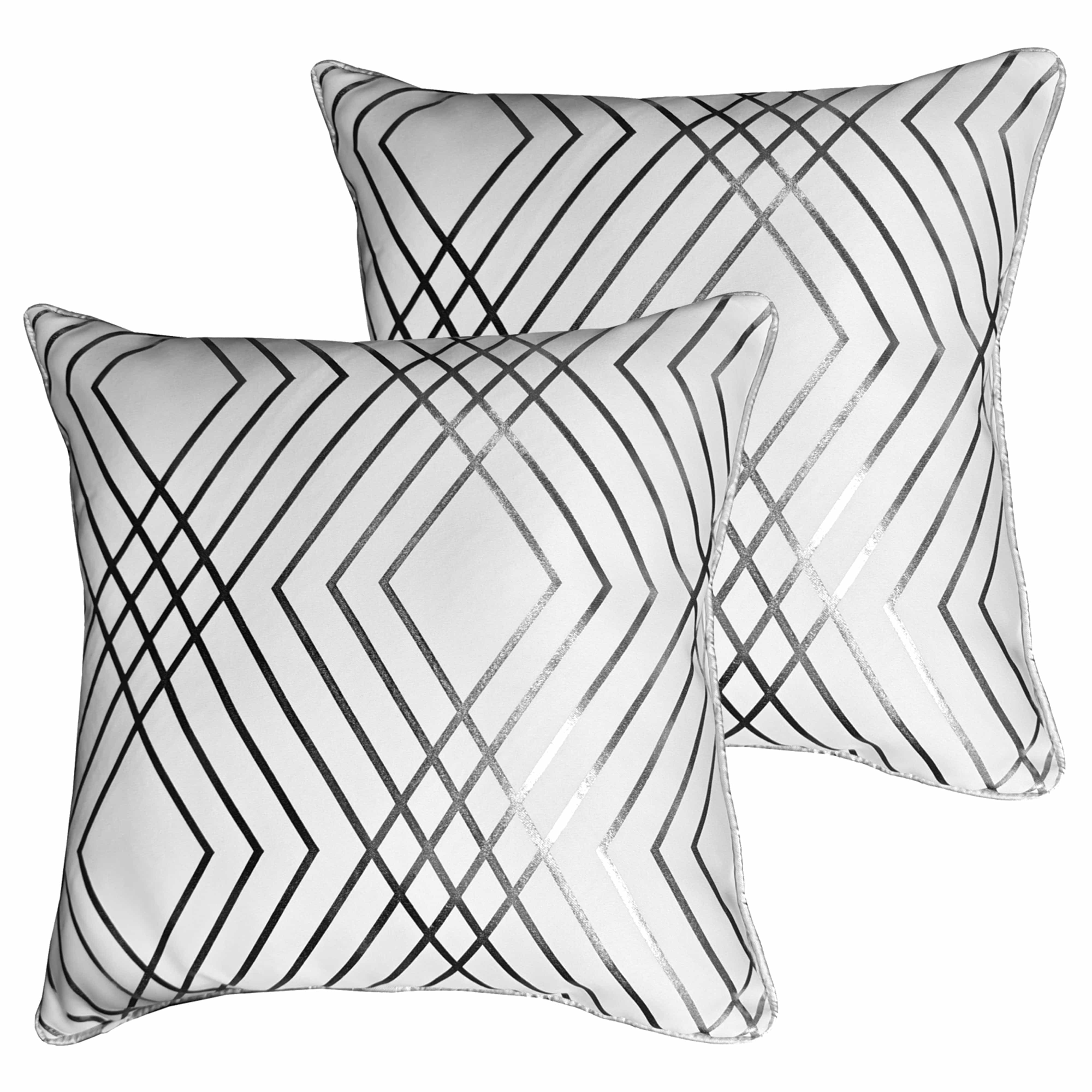 Image of OLIVIA ROCCO Geo Sparkle Cushion Covers 2 Pack Geo White Decorative Pillow Cases For Sofa