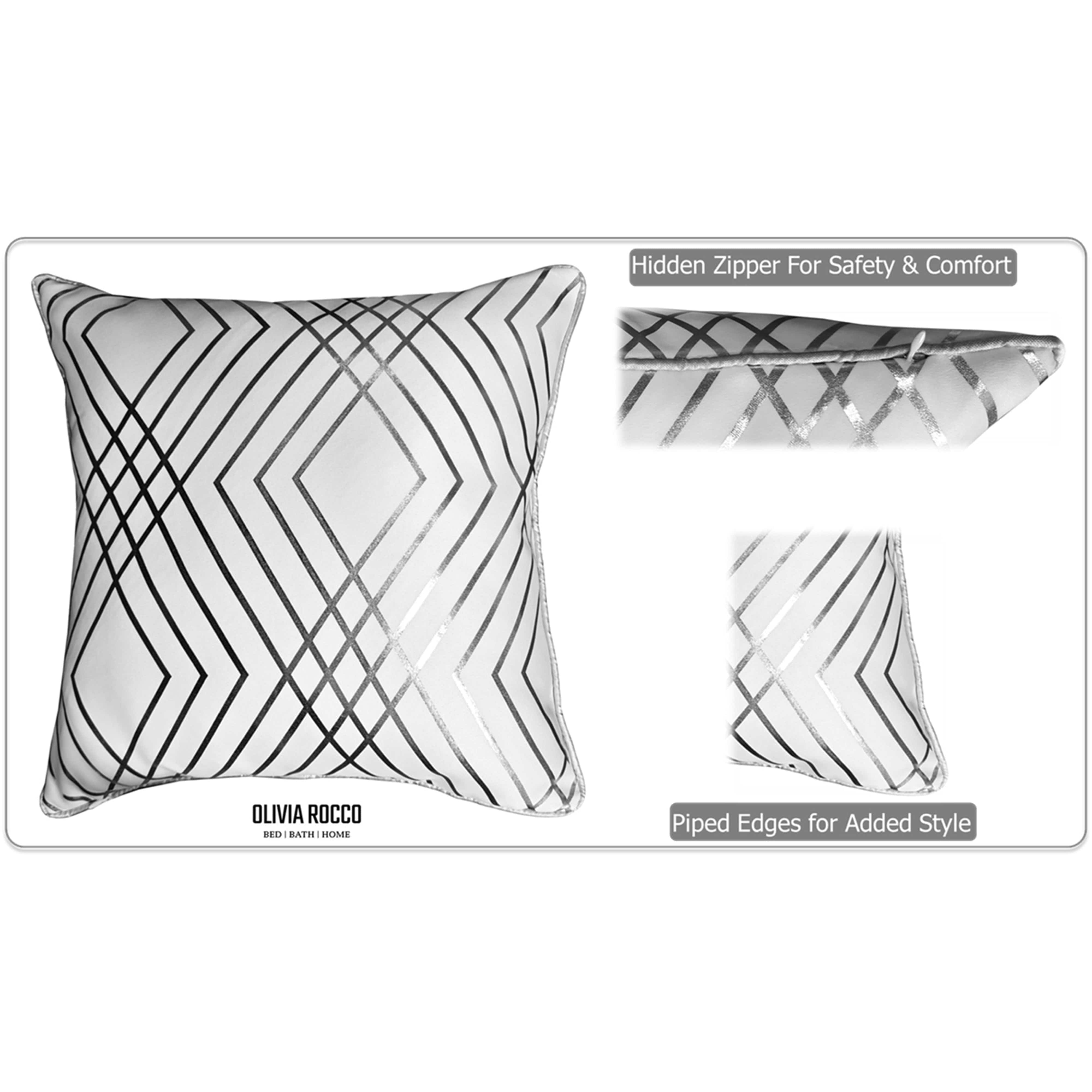 Image of OLIVIA ROCCO Geo Sparkle Cushion Covers 2 Pack Geo White Decorative Pillow Cases For Sofa