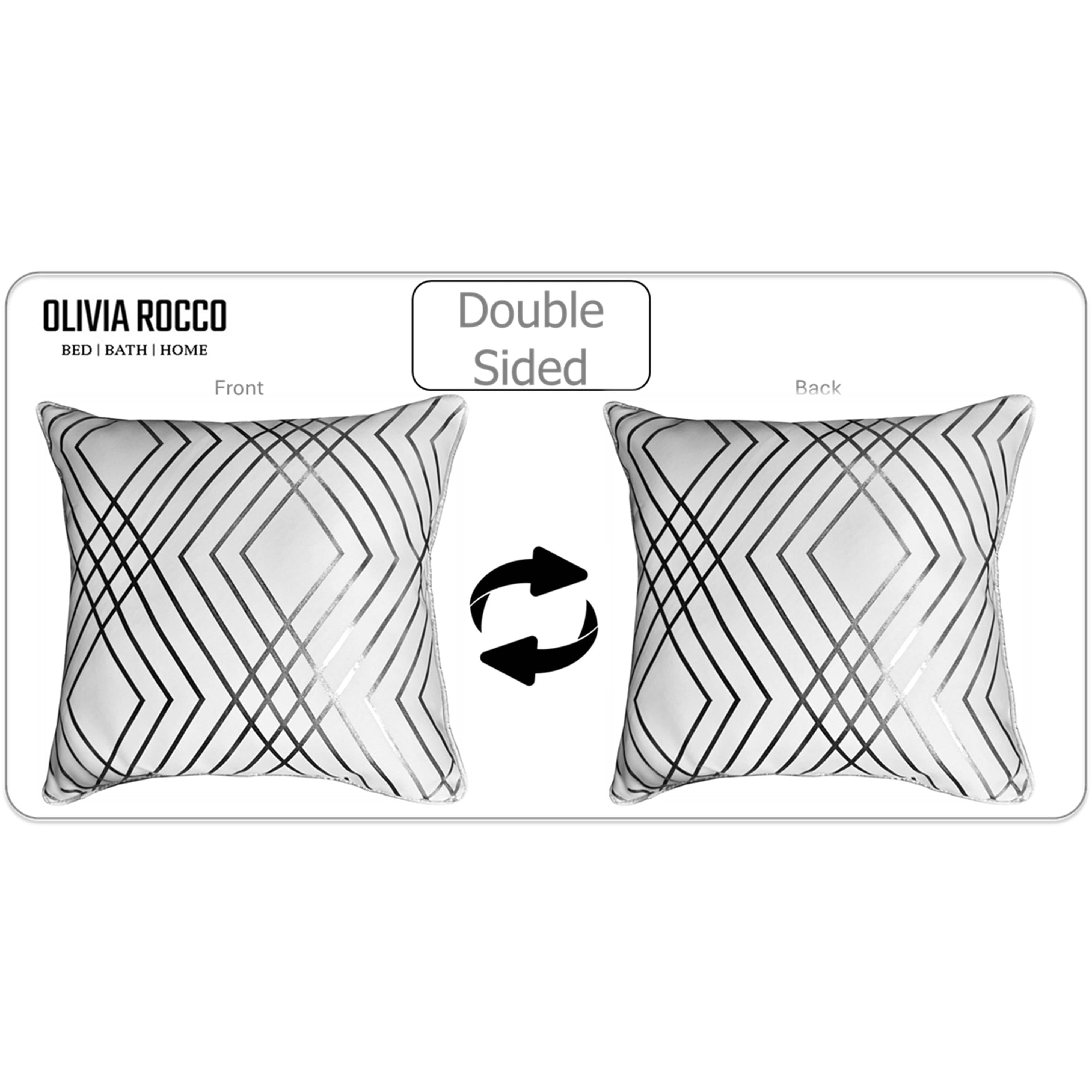 Image of OLIVIA ROCCO Geo Sparkle Cushion Covers 2 Pack Geo White Decorative Pillow Cases For Sofa