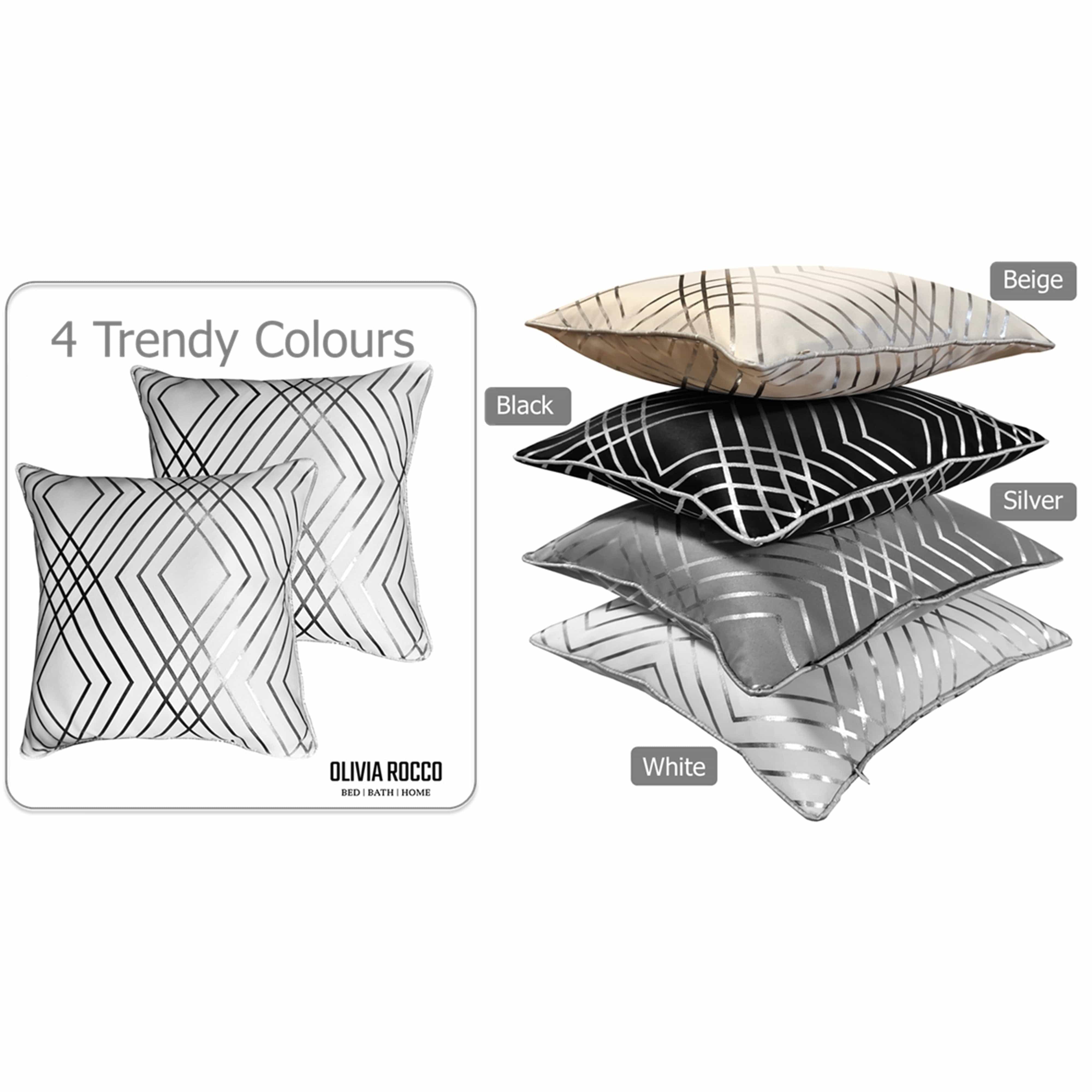 Image of OLIVIA ROCCO Geo Sparkle Cushion Covers 2 Pack Geo White Decorative Pillow Cases For Sofa