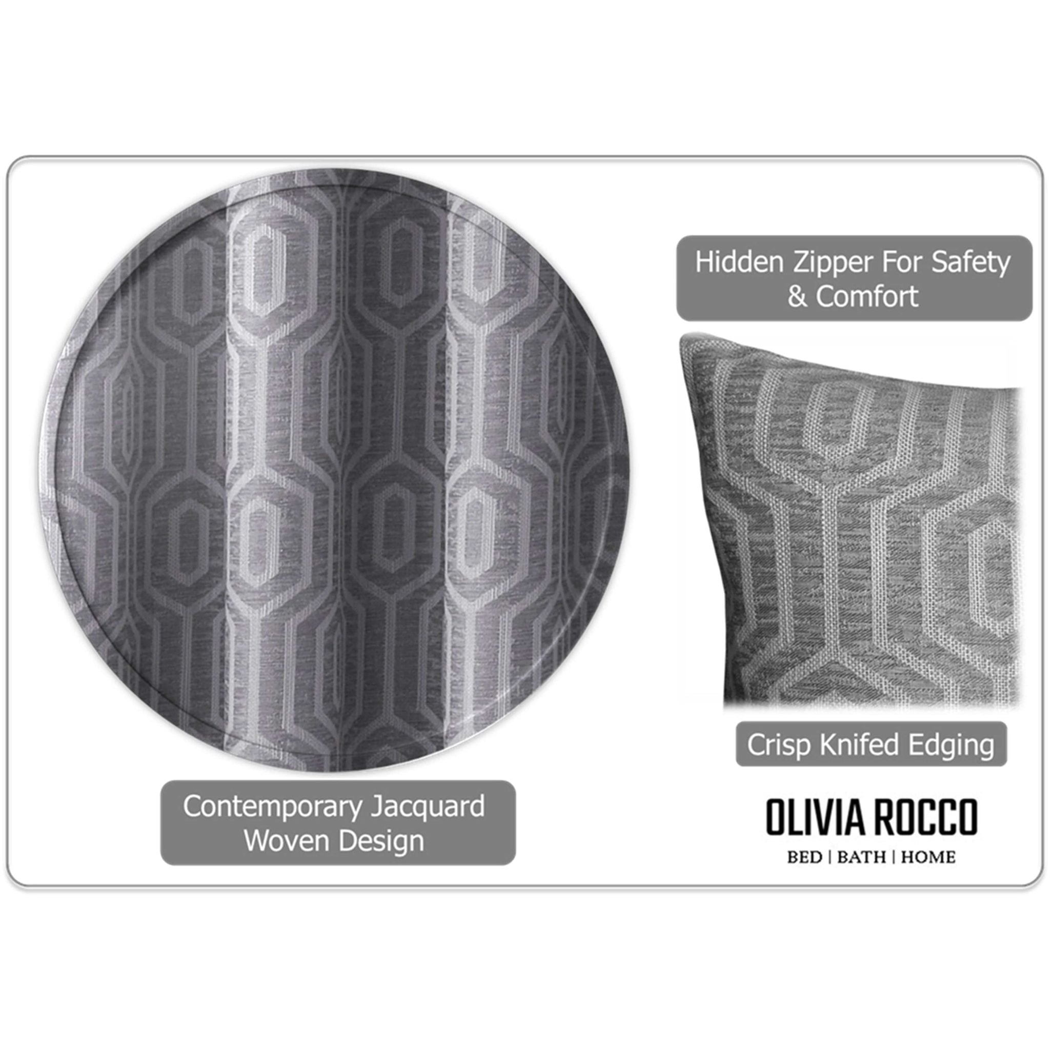 Image of Paris Cushion Covers 2 Pack Modern Grey Square Decorative Cushions
