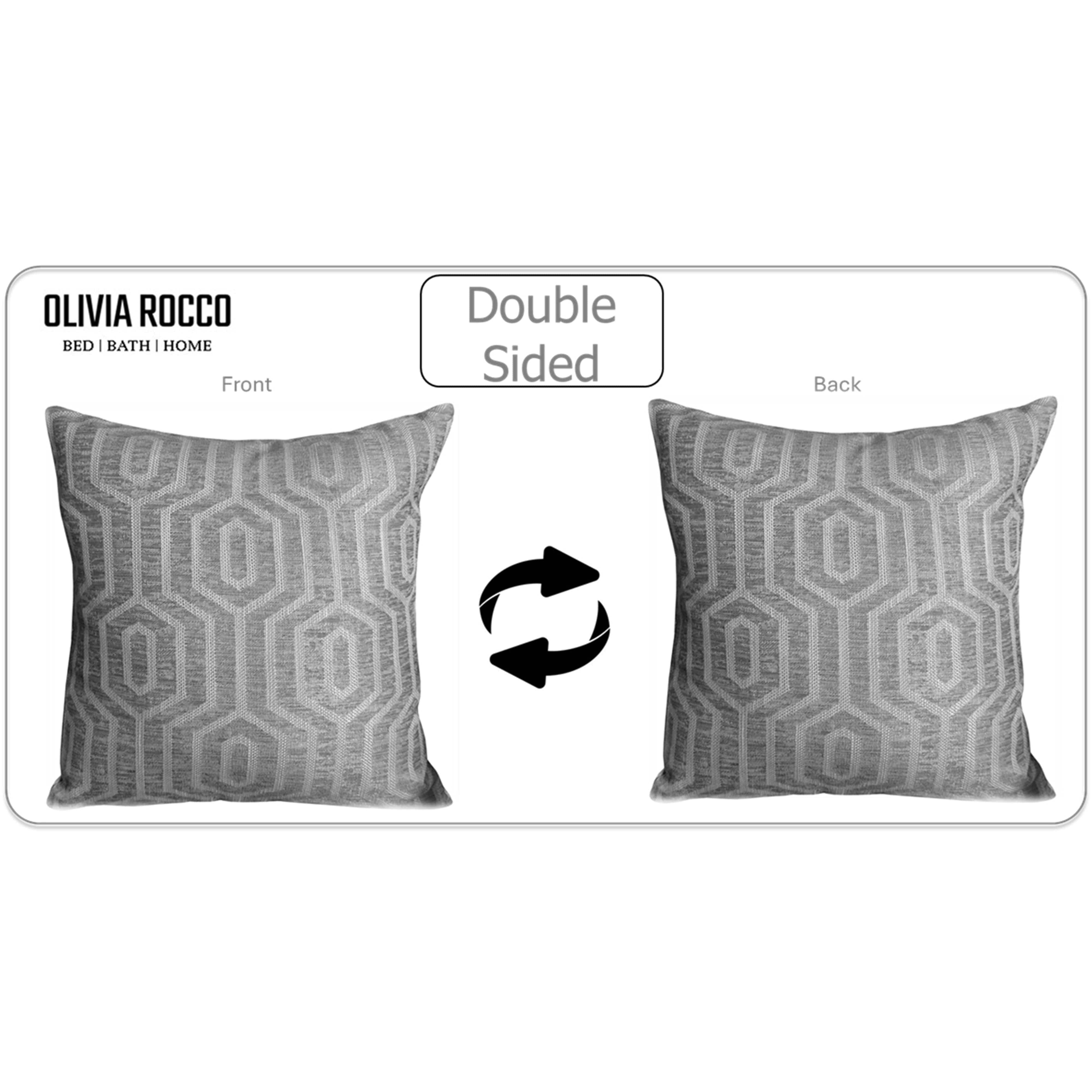 Image of OLIVIA ROCCO Paris Cushion Covers 2 Pack Modern Grey Square Decorative Cushions Super Soft Bedroom Refresh Accent