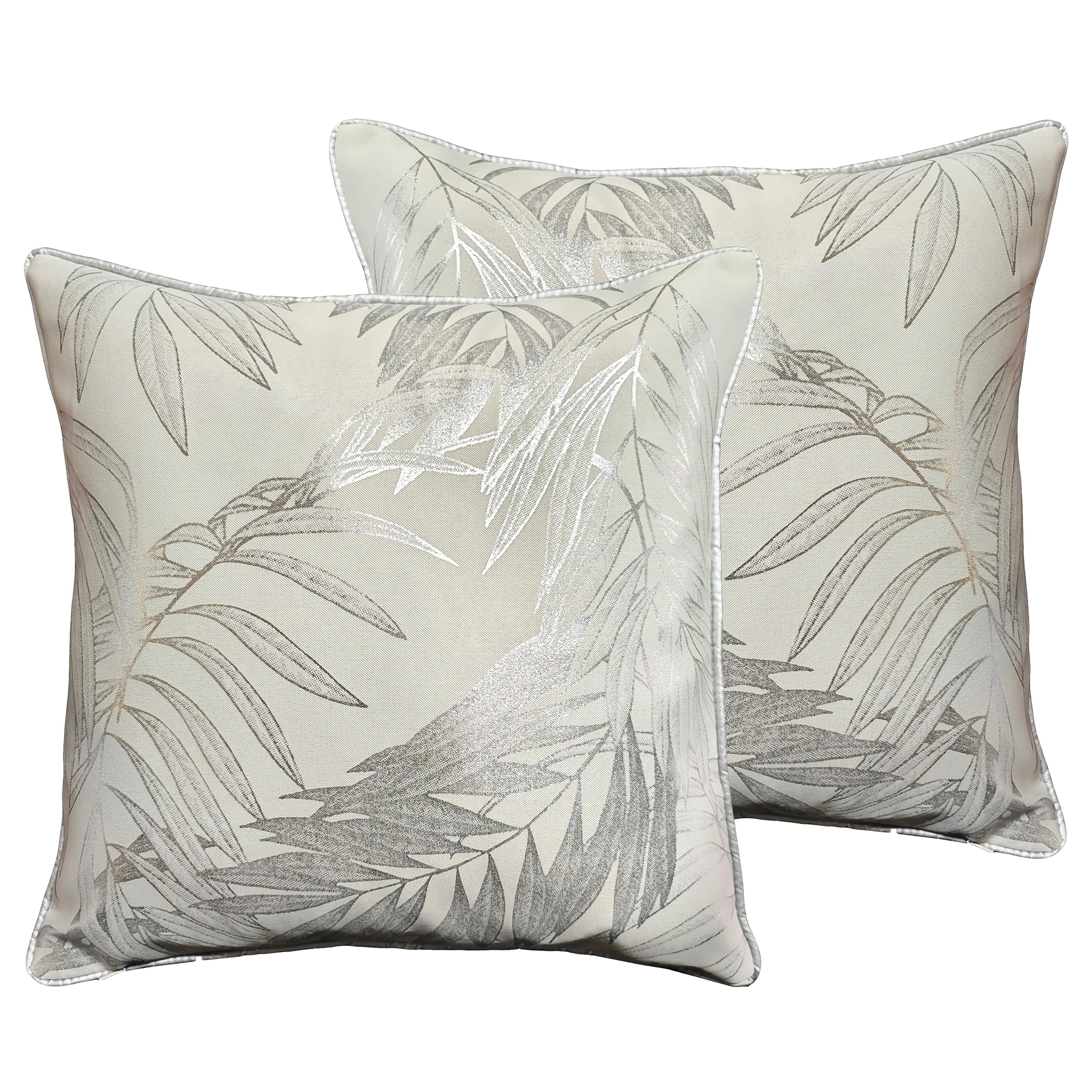 Image of OLIVIA ROCCO Leaf Sparkle Cushion Covers 2 Pack Leaf Natural Modern Decorative Throw