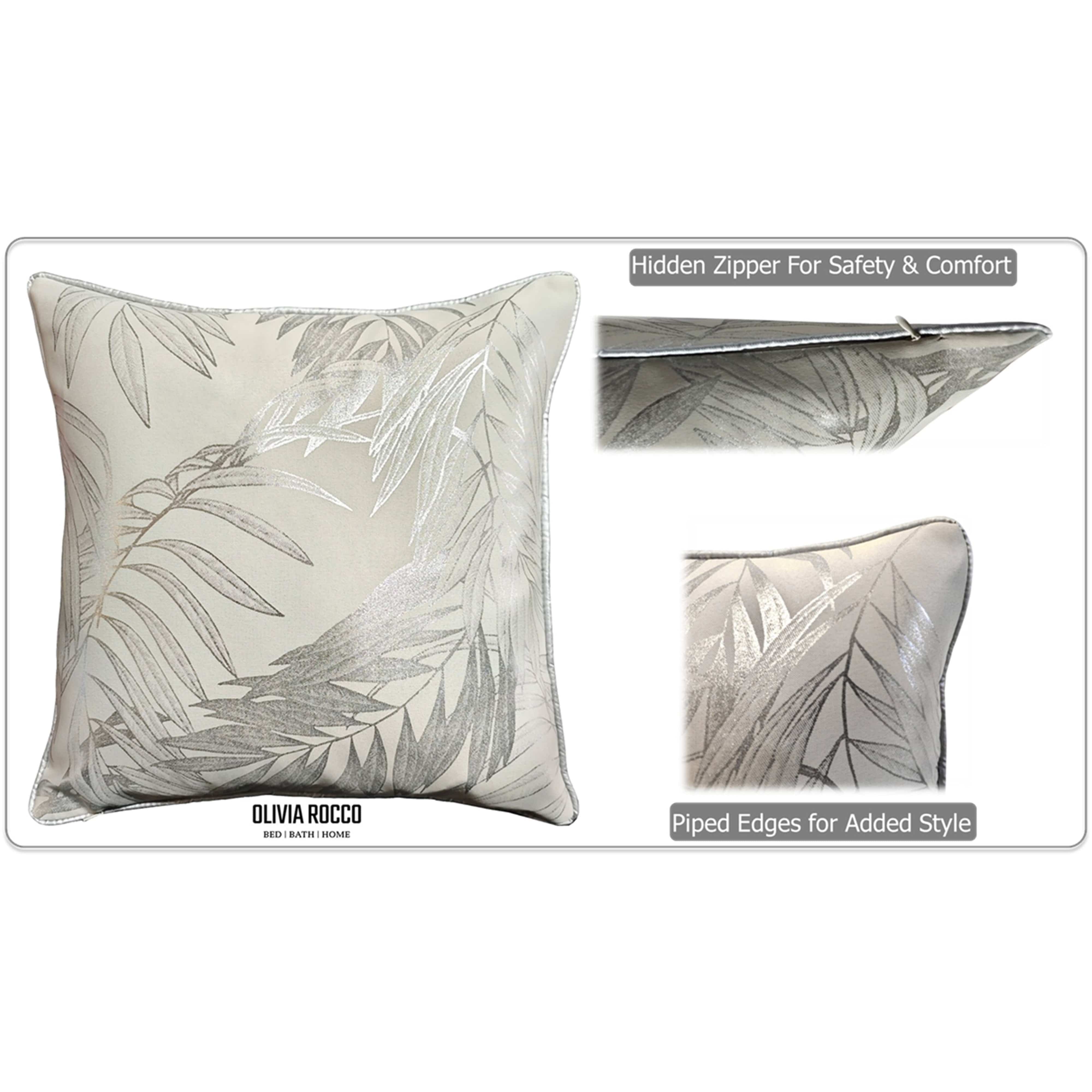 Image of OLIVIA ROCCO Leaf Sparkle Cushion Covers 2 Pack Leaf Natural Modern Decorative Throw
