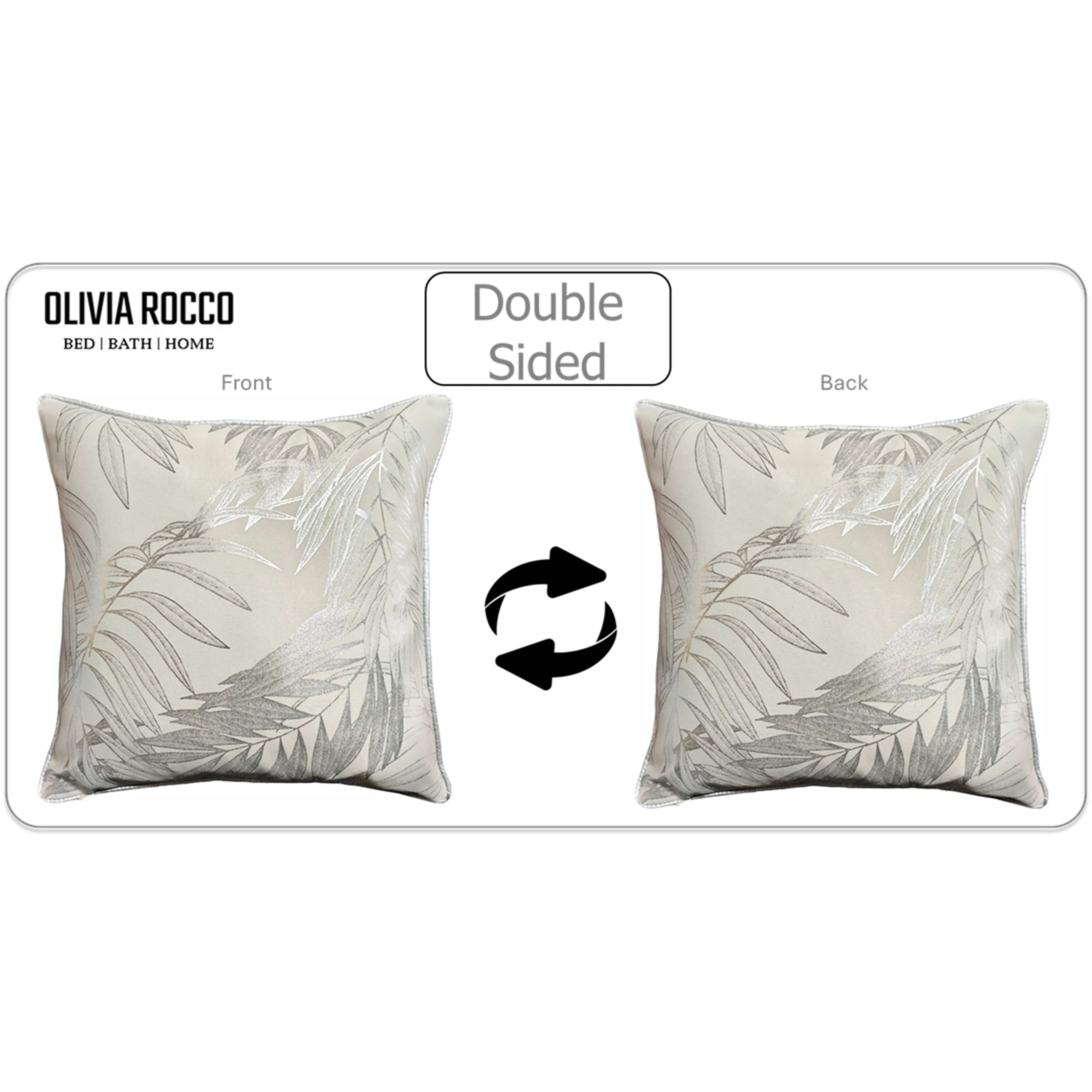 Image of OLIVIA ROCCO Leaf Sparkle Cushion Covers 2 Pack Leaf Natural Modern Decorative Throw