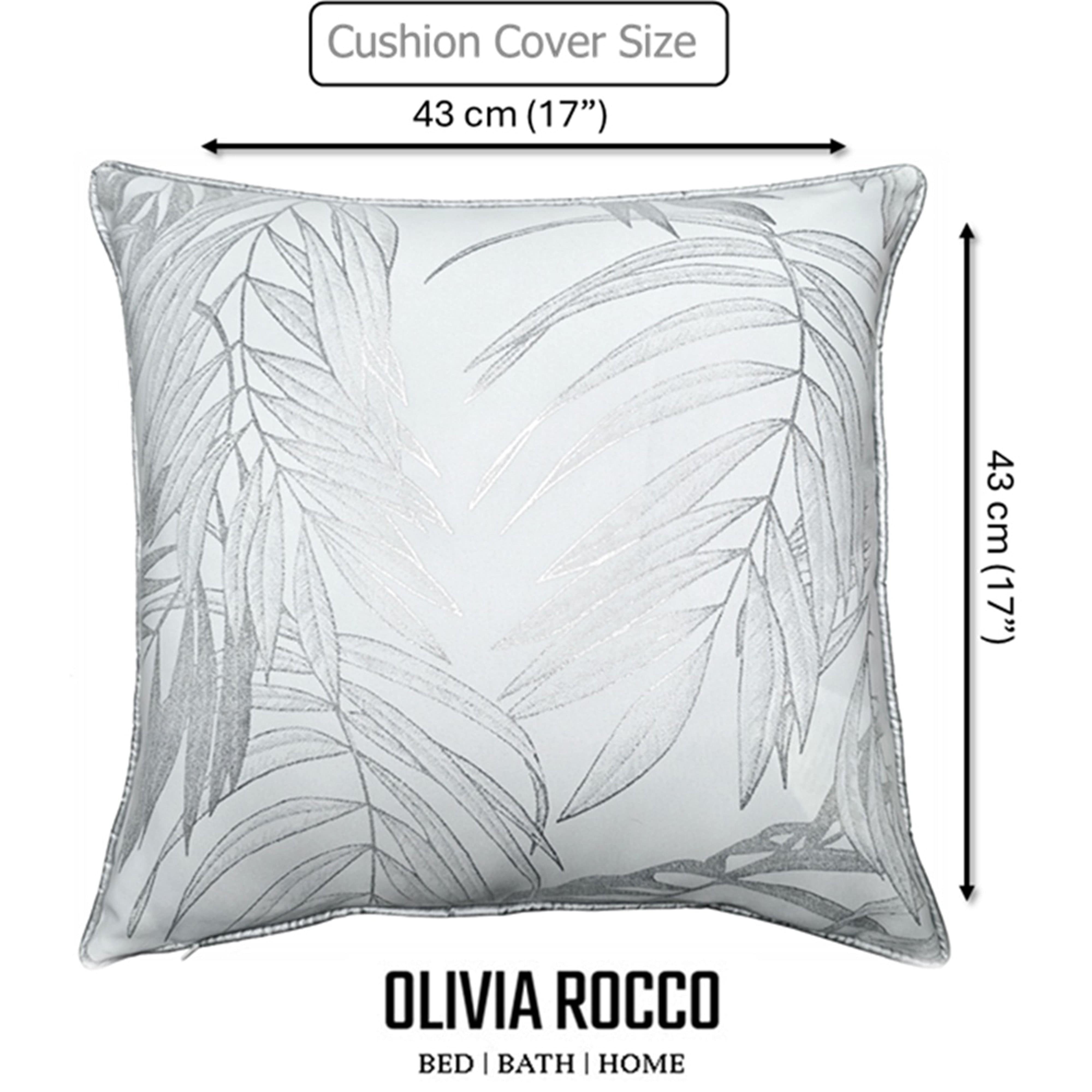 Image of OLIVIA ROCCO Leaf Sparkle Set Of 2 Cushion Covers Leaf White Modern Decorative Throw