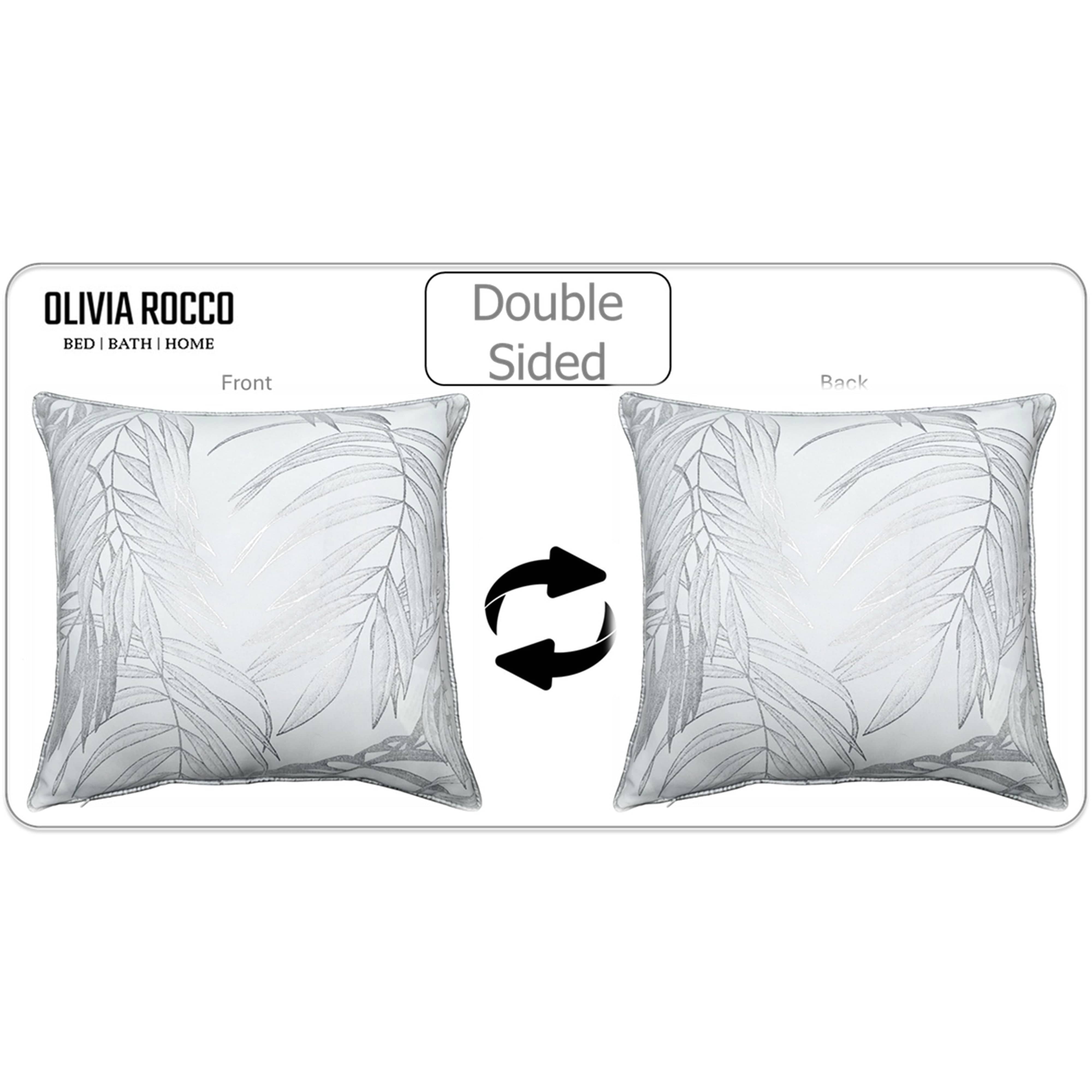 Image of OLIVIA ROCCO Leaf Sparkle Set Of 2 Cushion Covers Leaf White Modern Decorative Throw