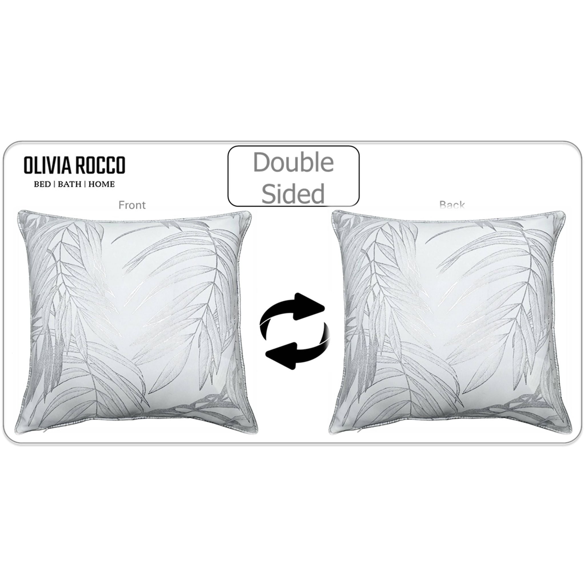 Image of Leaf Sparkle Set Of 2 Cushion Covers Leaf White Modern Decorative Throw