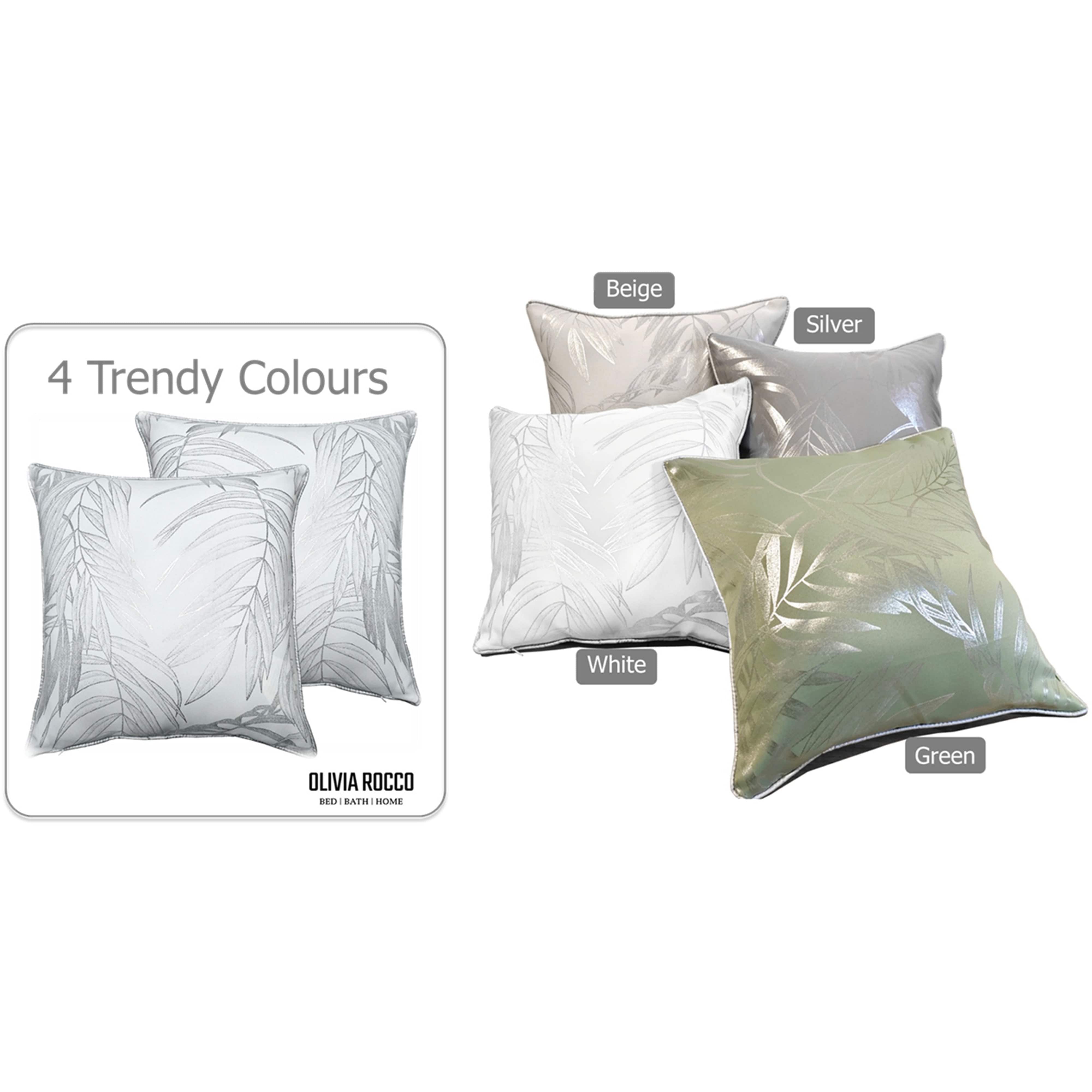 Image of OLIVIA ROCCO Leaf Sparkle Set Of 2 Cushion Covers Leaf White Modern Decorative Throw