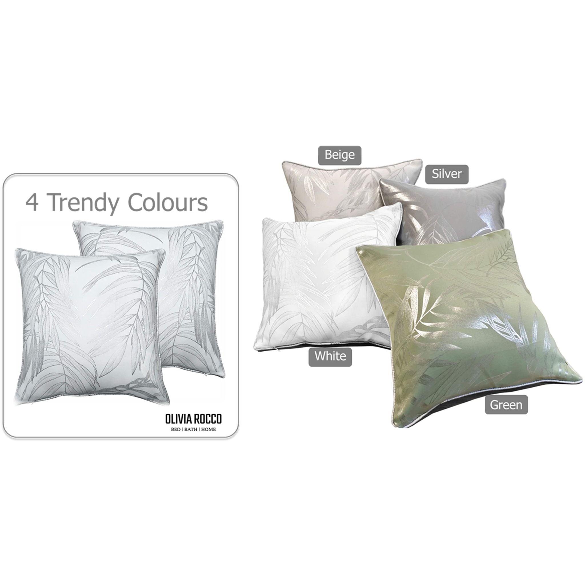 Image of Leaf Sparkle Set Of 2 Cushion Covers Leaf White Modern Decorative Throw