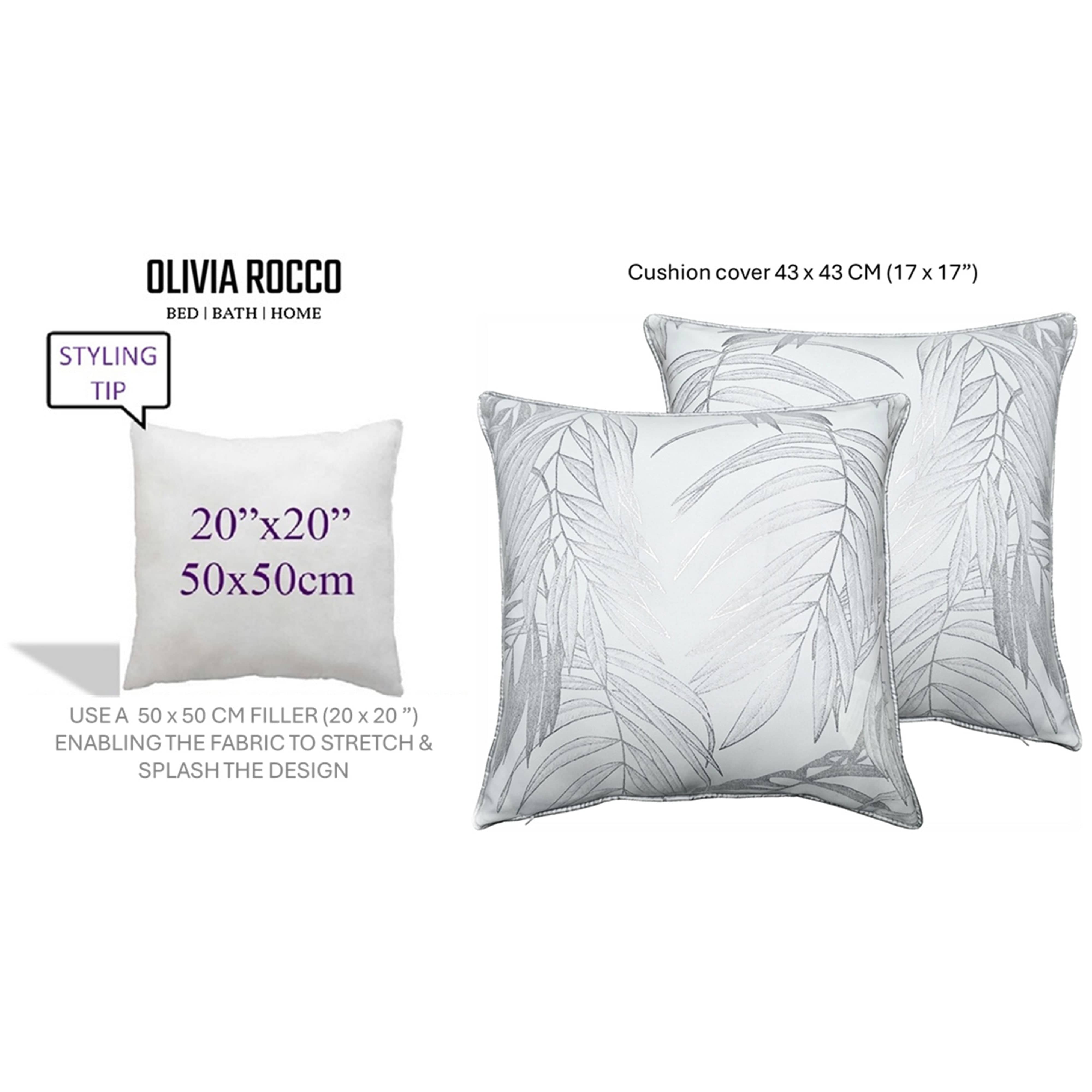 Image of OLIVIA ROCCO Leaf Sparkle Set Of 2 Cushion Covers Leaf White Modern Decorative Throw