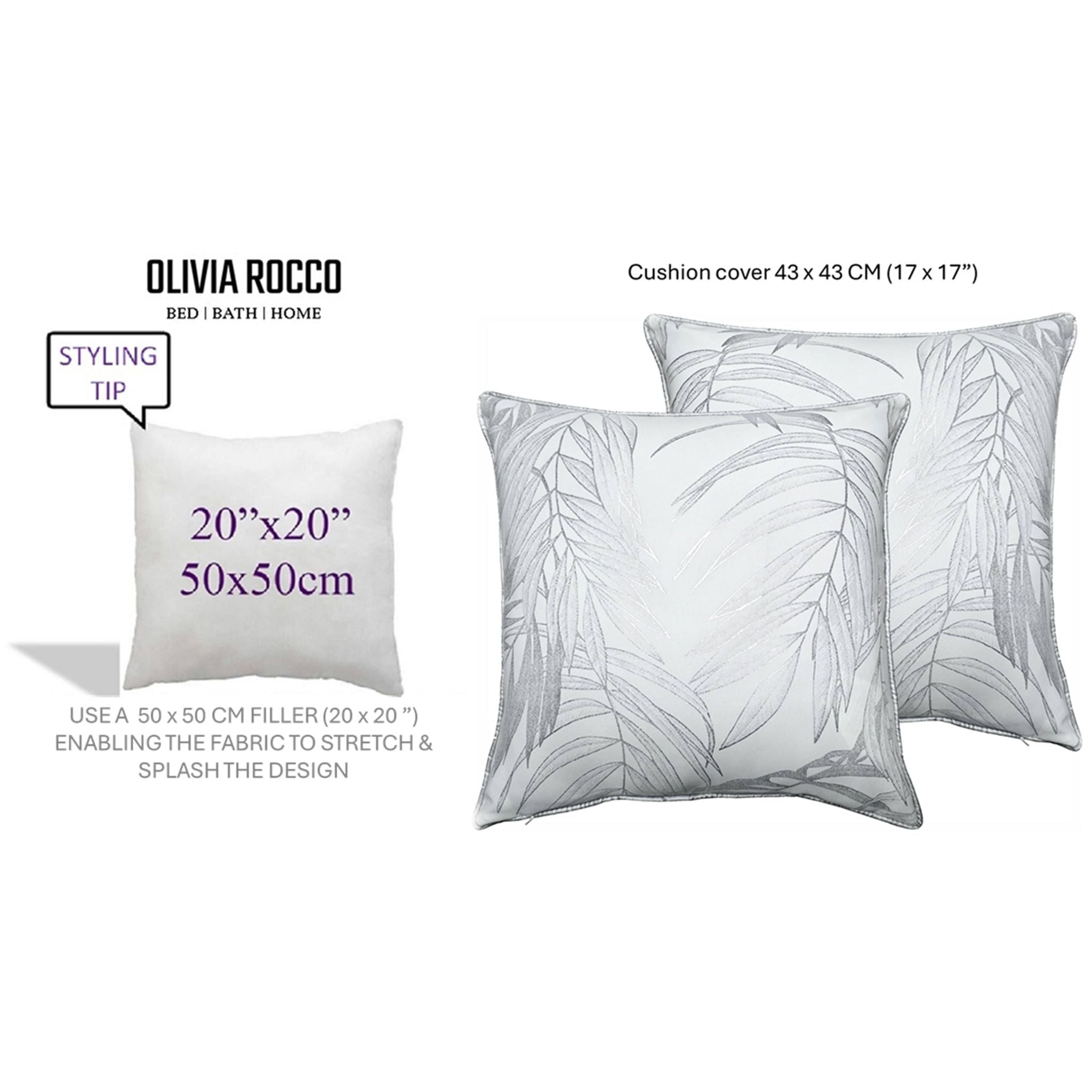 Image of Leaf Sparkle Set Of 2 Cushion Covers Leaf White Modern Decorative Throw