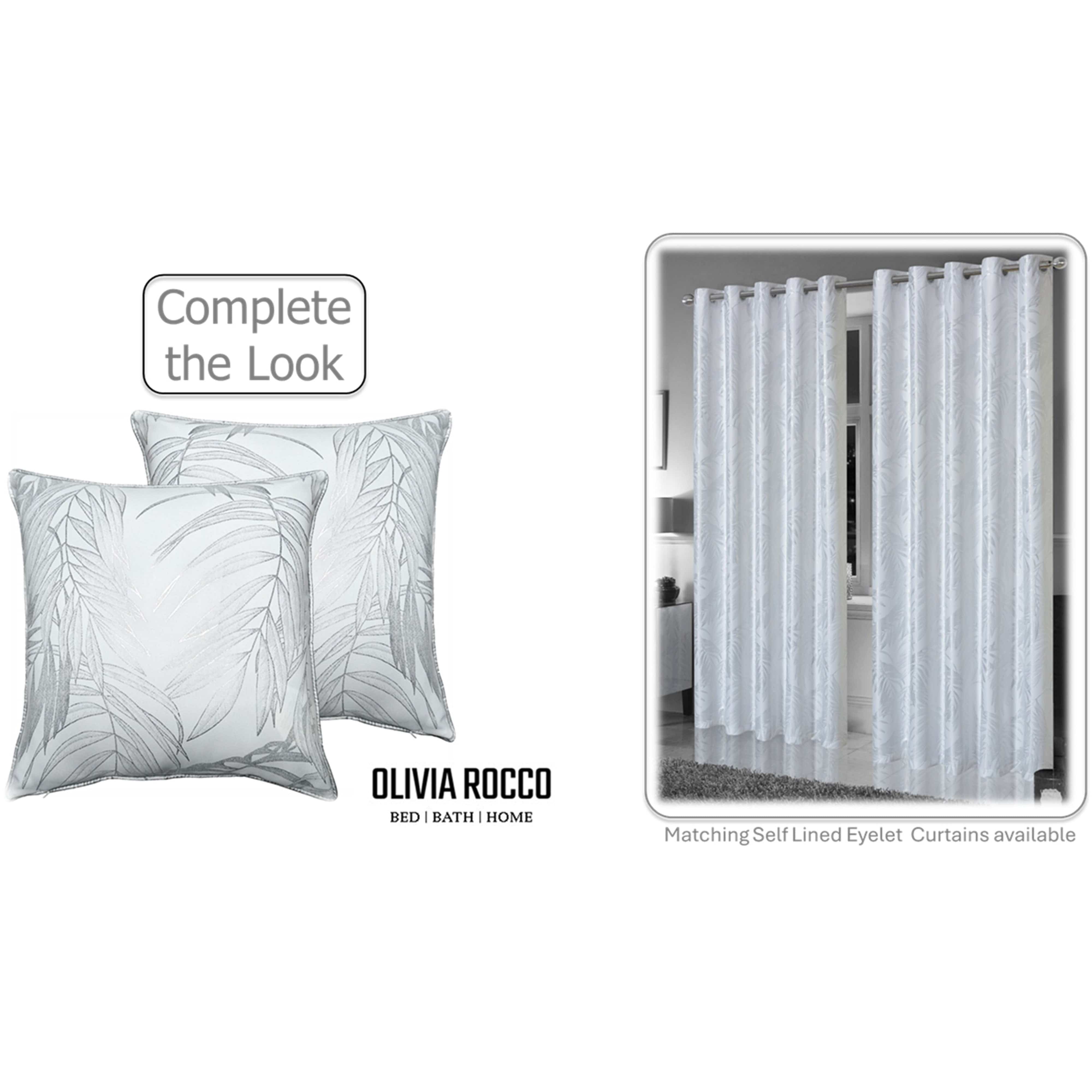 Image of OLIVIA ROCCO Leaf Sparkle Set Of 2 Cushion Covers Leaf White Modern Decorative Throw