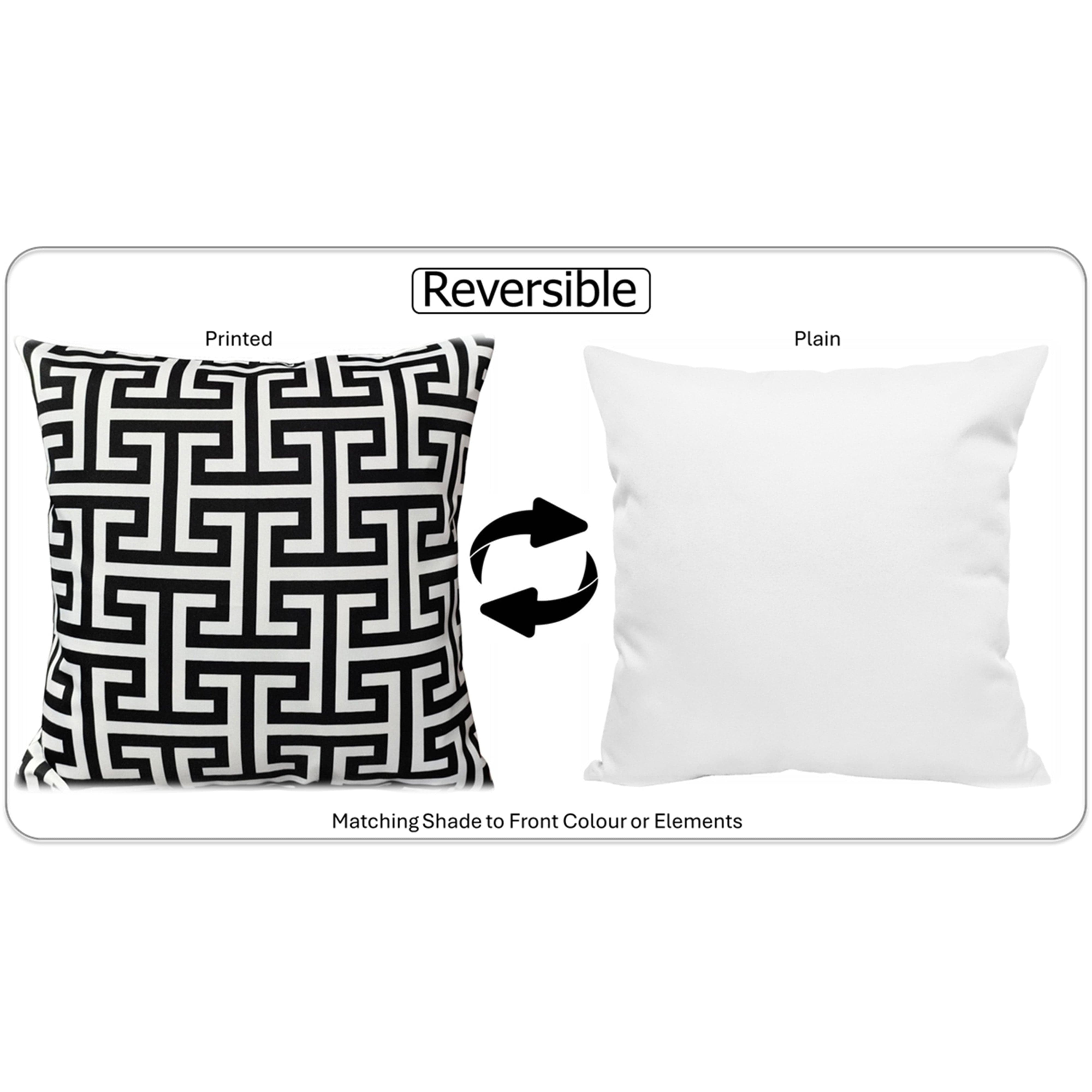 Image of OLIVIA ROCCO Milano Black Waterproof Cushion Covers 43x43 cm Reversible Breathable