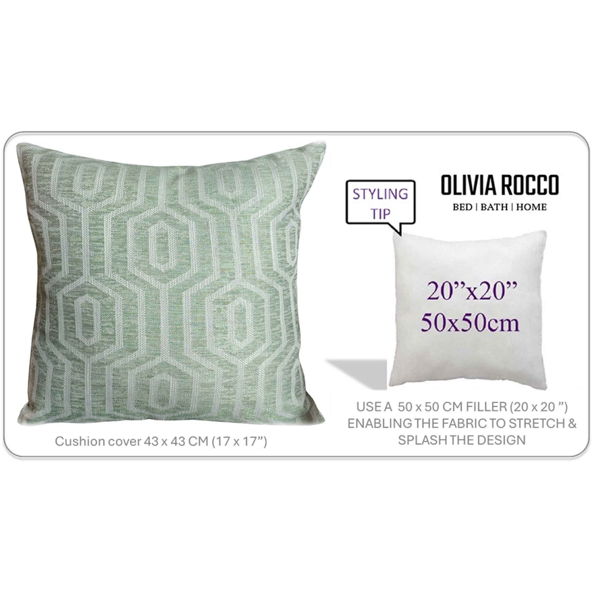 Image of Paris Cushion Covers Two Pack Modern Sage Green Decorative Square Scatter
