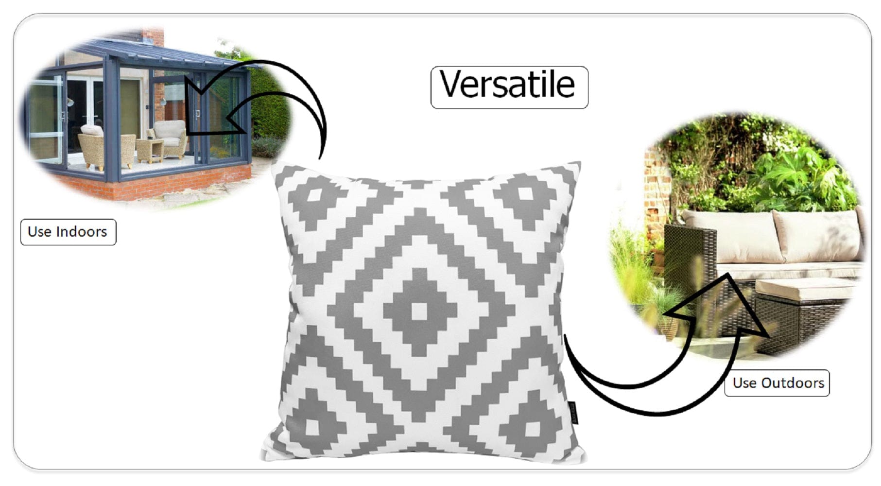 Image of OLIVIA ROCCO Nairobi Silver Waterproof Cushion Covers 43 x 43 cm Reversible Indoor