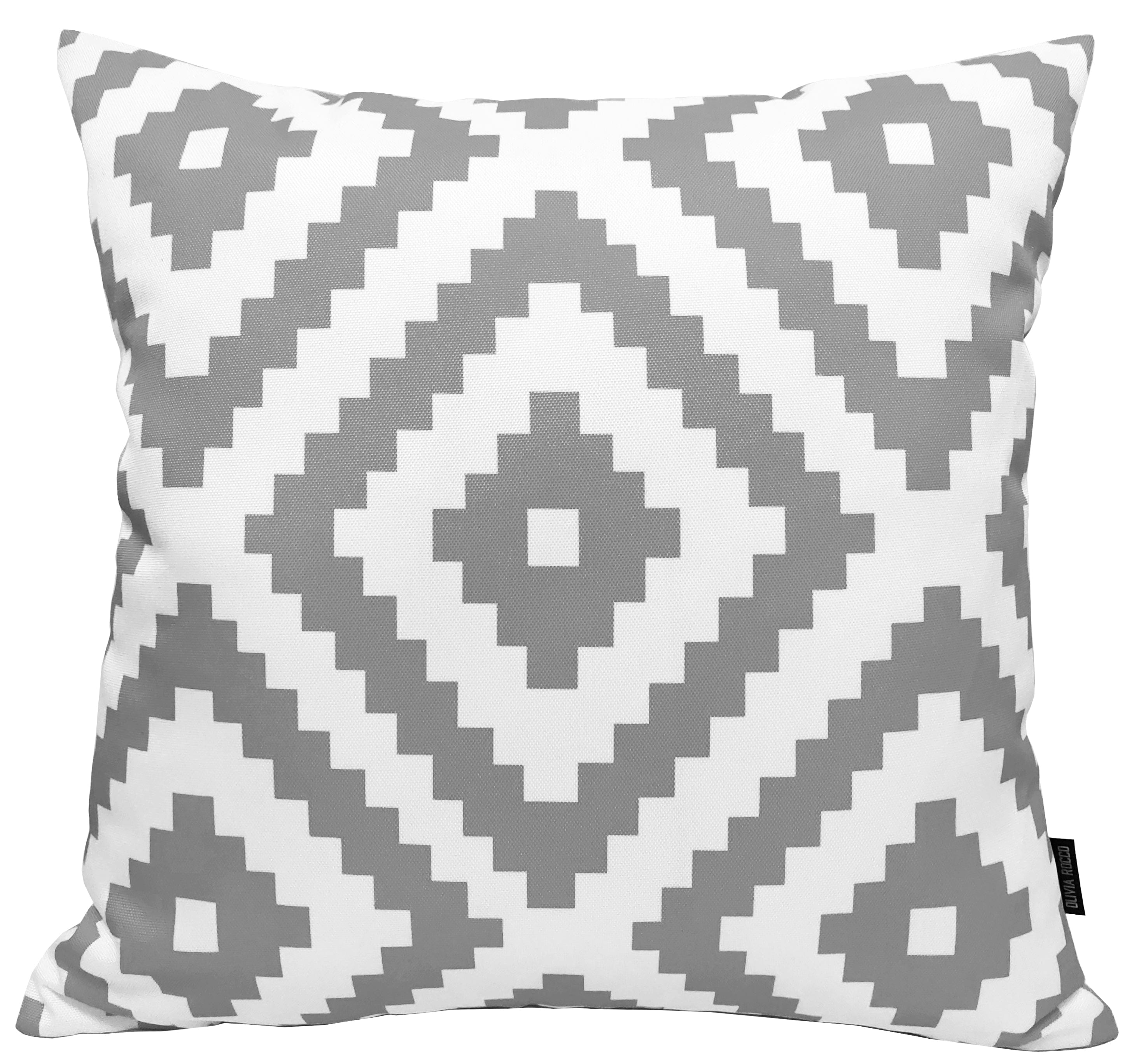 Image of OLIVIA ROCCO Nairobi Silver Waterproof Cushion Covers 43 x 43 cm Reversible Indoor