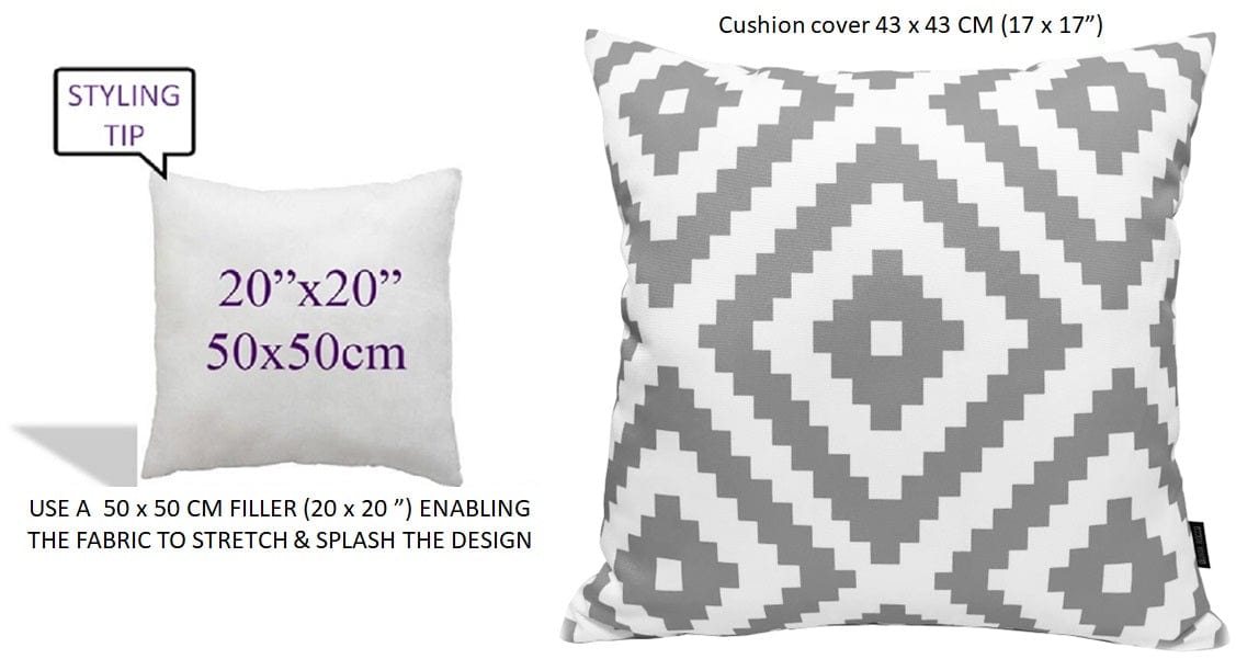 Image of OLIVIA ROCCO Nairobi Silver Waterproof Cushion Covers 43 x 43 cm Reversible Indoor