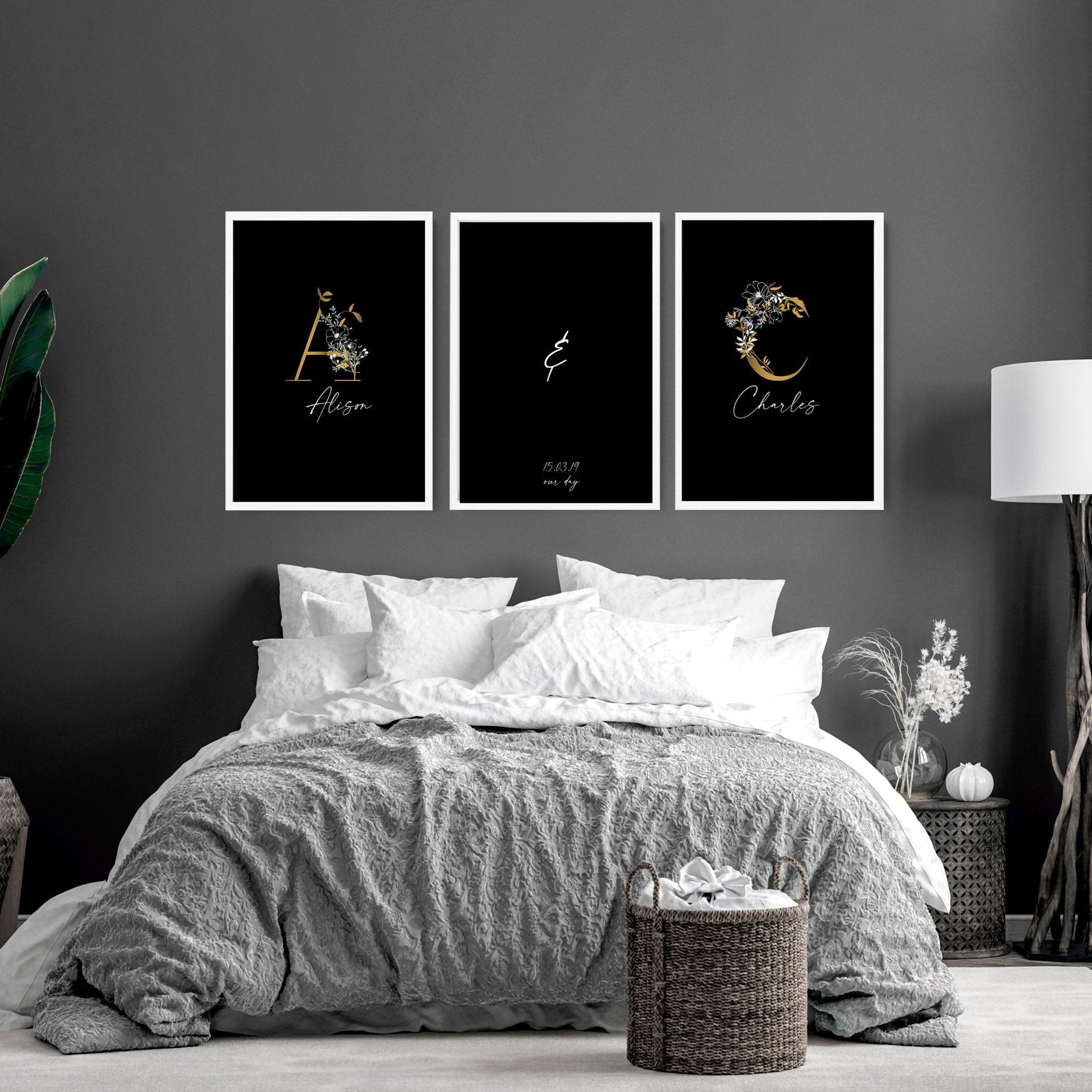 Image of Anniversary gift for one year | set of 3 wall art prints