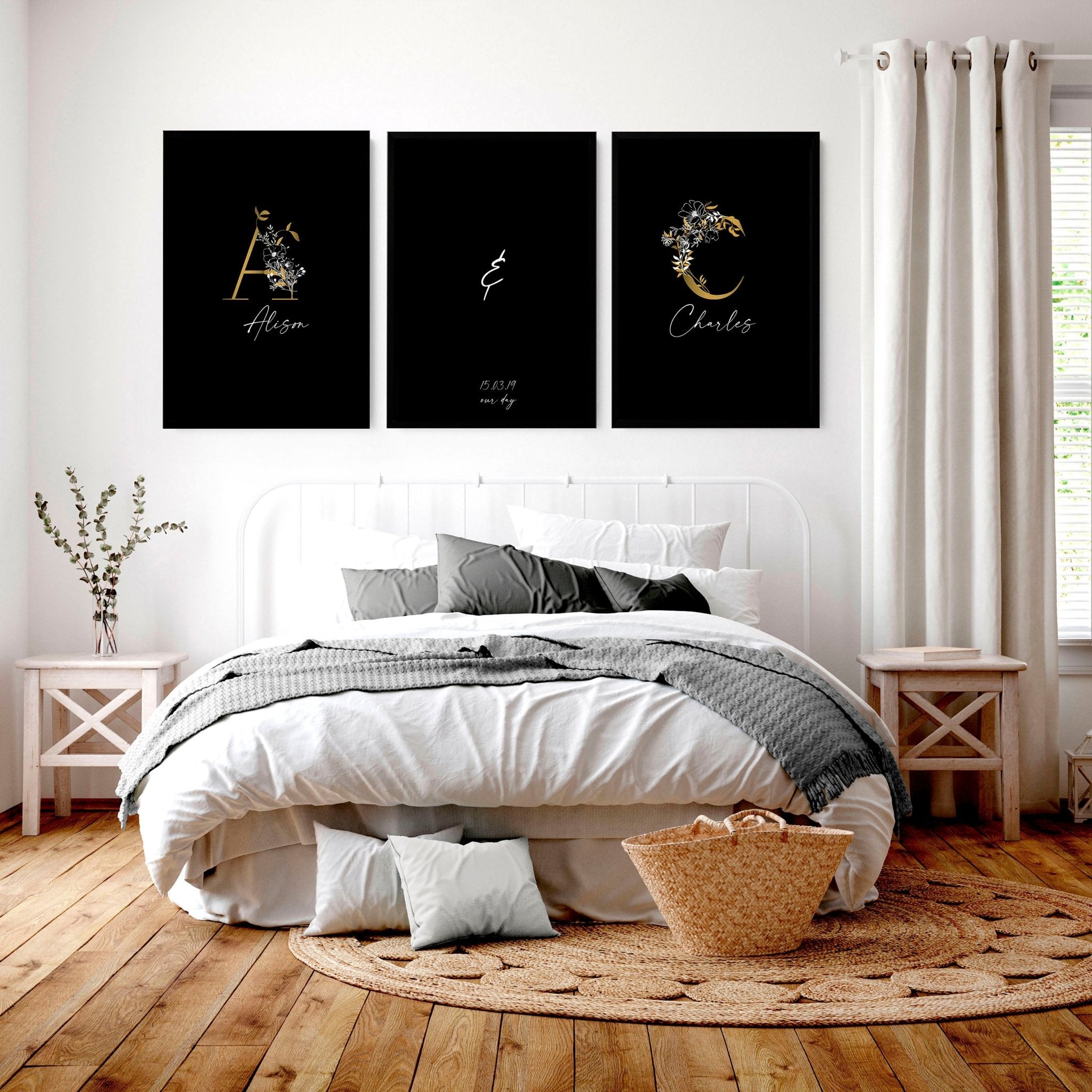 Image of Anniversary gift for one year | set of 3 wall art prints