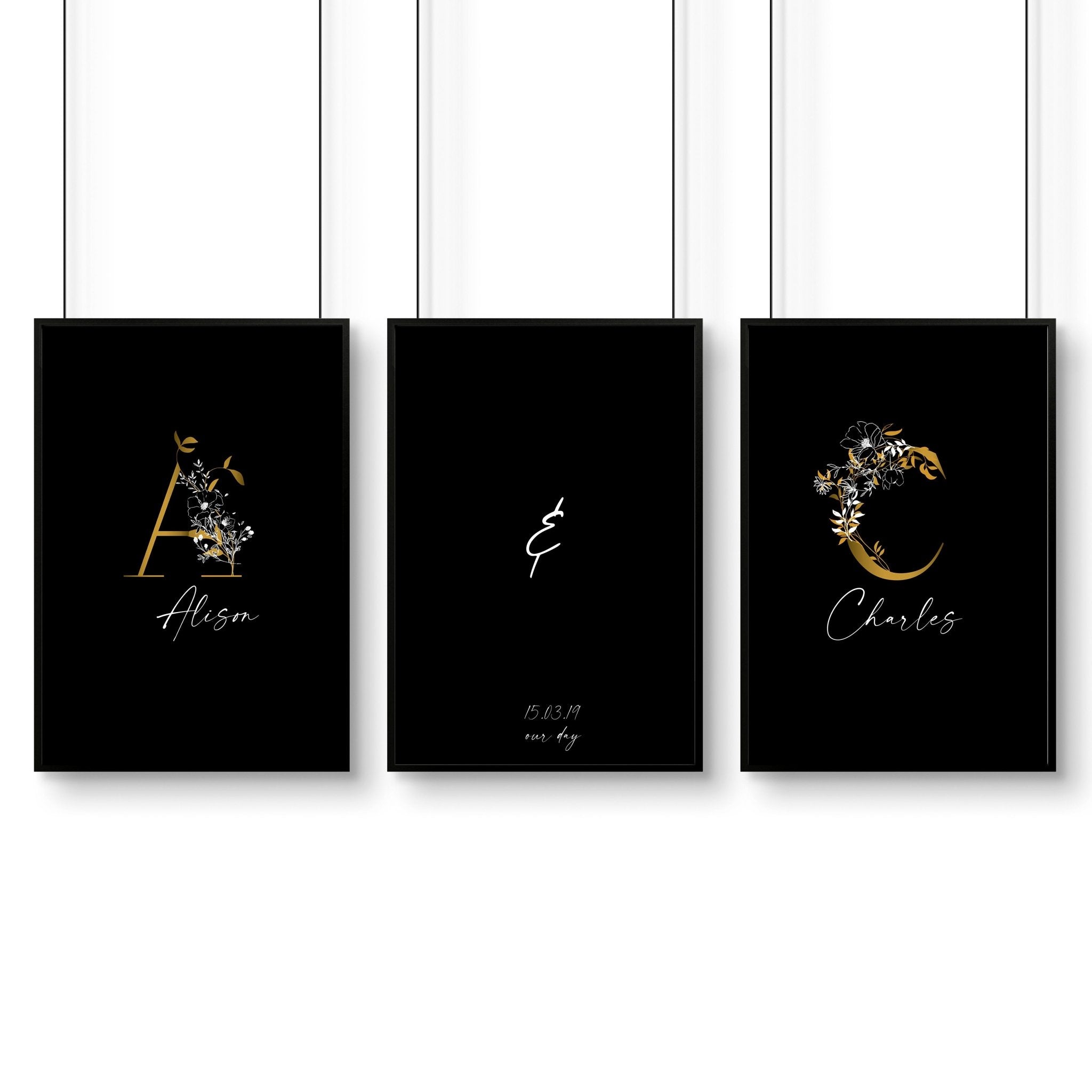Image of Anniversary gift for one year | set of 3 wall art prints