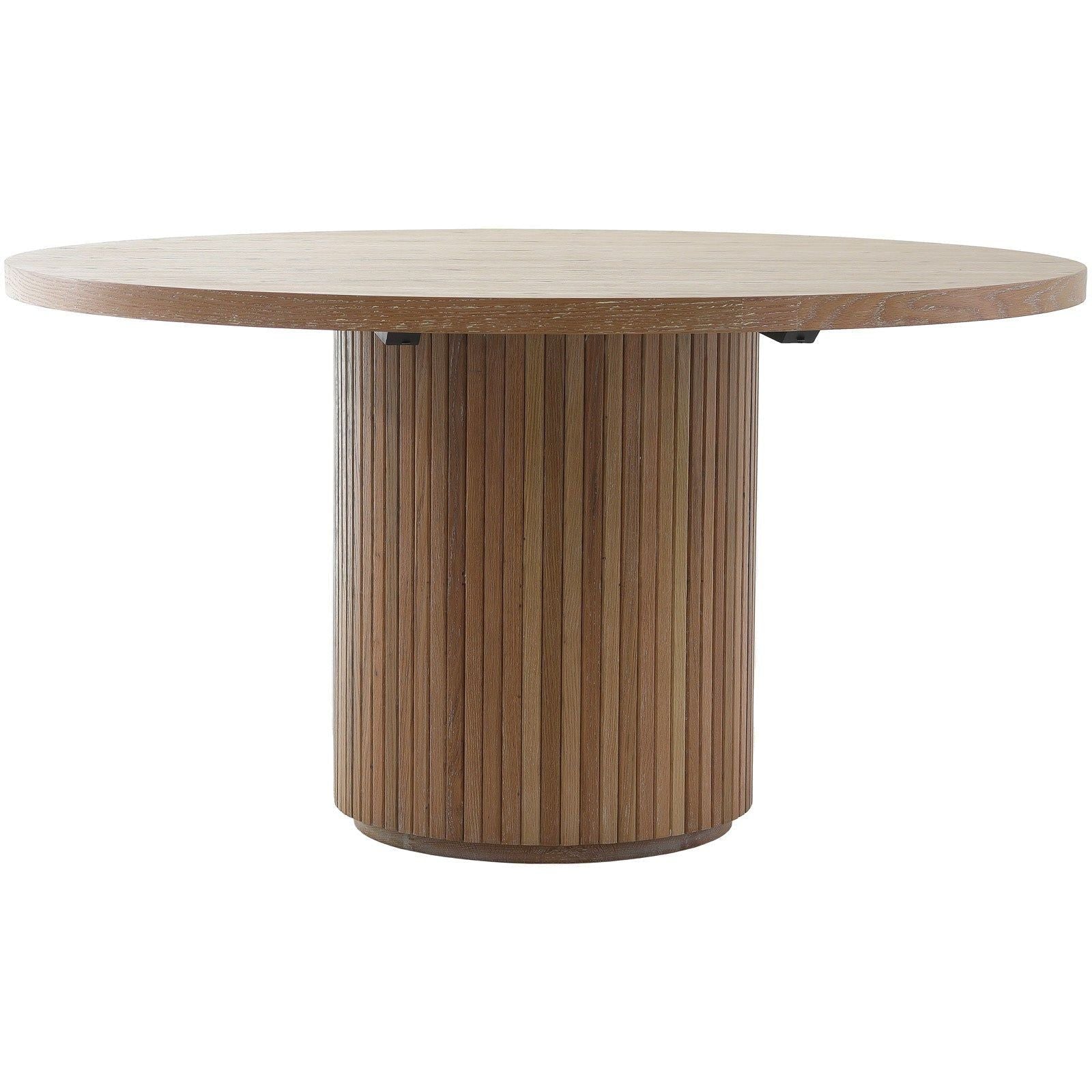 Image of Reeded Oak Round Dining Table