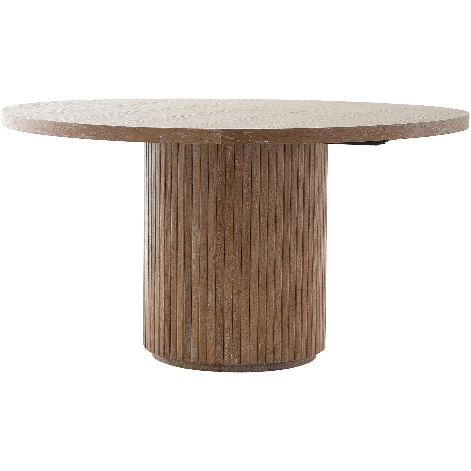 Image of Reeded Oak Round Dining Table
