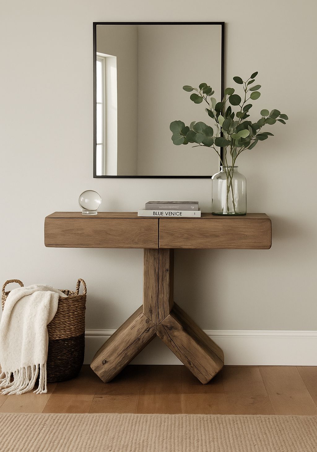Image of Reclaimed Oak Cross Console Table