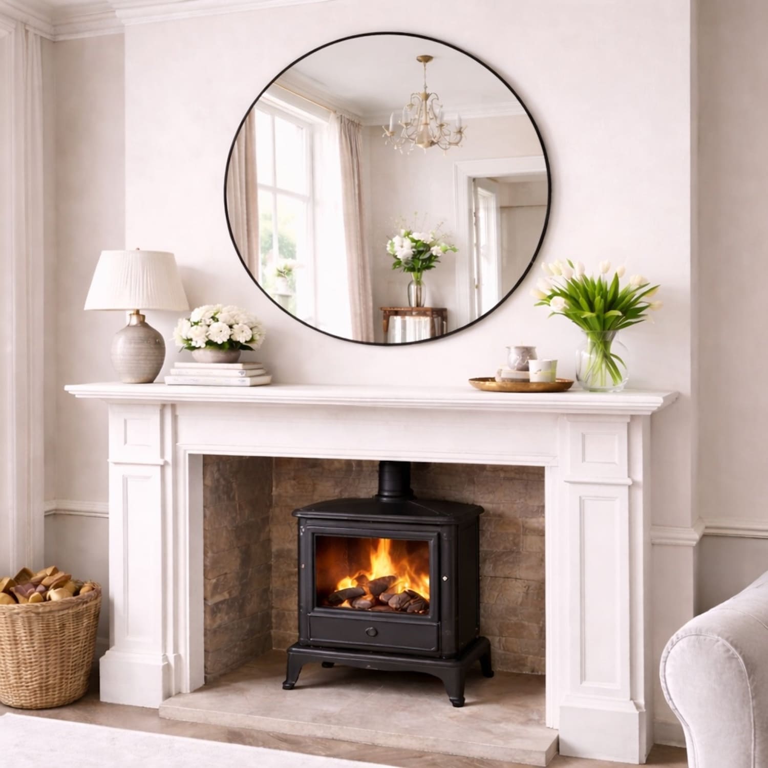 Image of Rei - Extra Large Round Black Metal Circle Mirror - 120cm x 120cm
